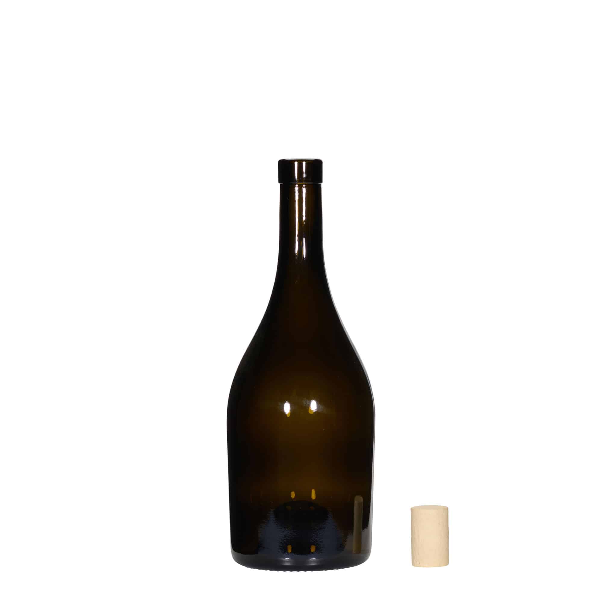 750 ml Weinflasche «Exclusive», antikgrün, Mündung: Kork