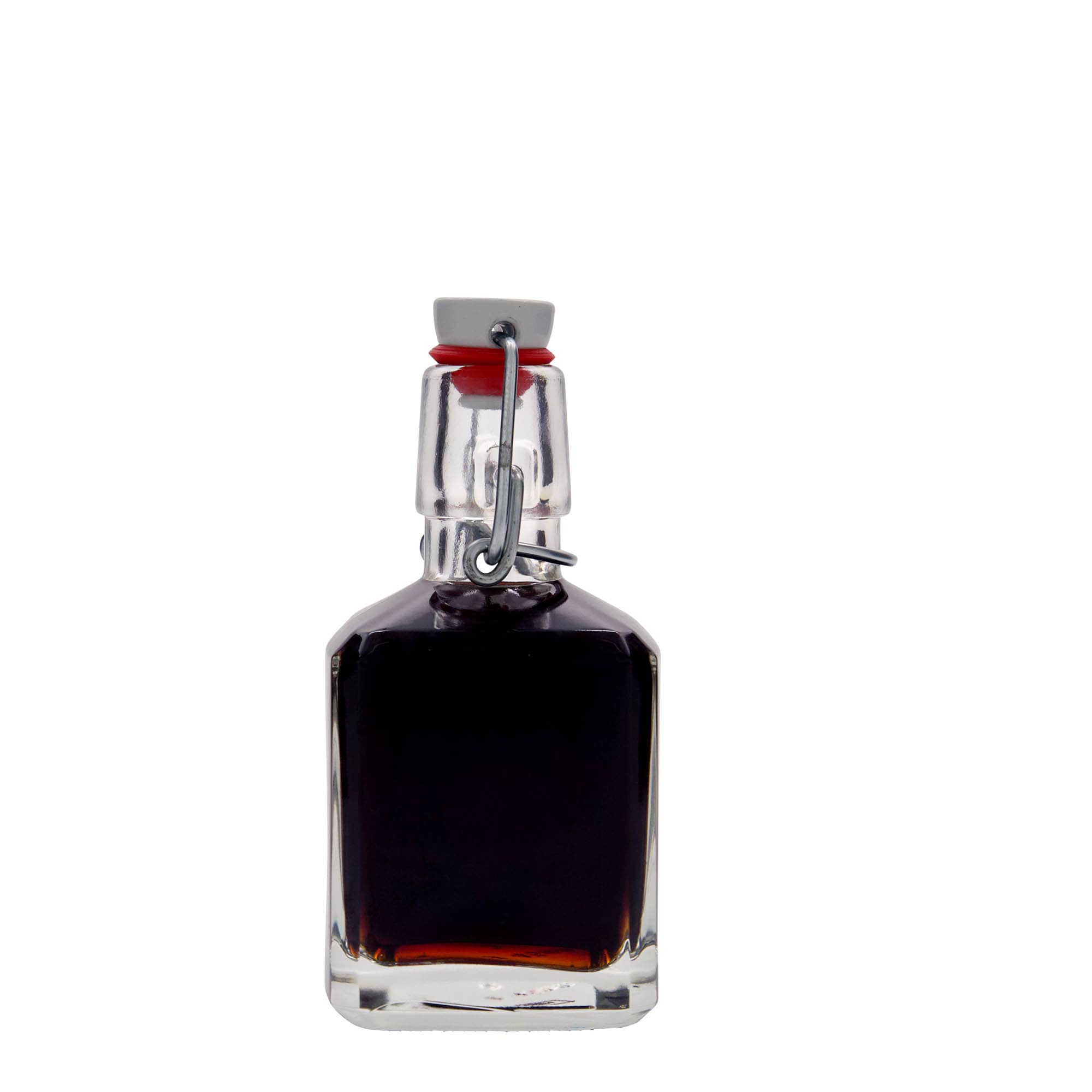 200 ml Glasflasche «Kubica», quadratisch, Mündung: Bügelverschluss