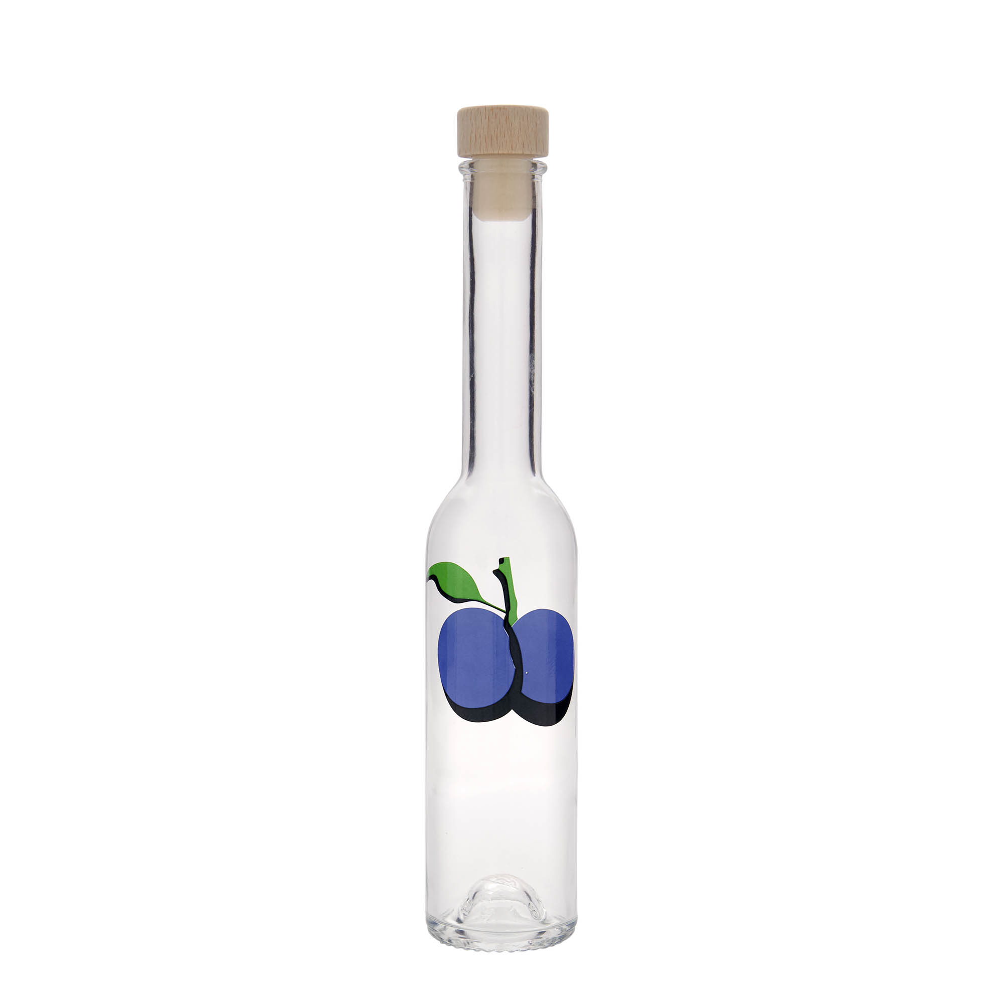 200 ml Glasflasche «Opera», Motiv: Pflaume, Mündung: Kork