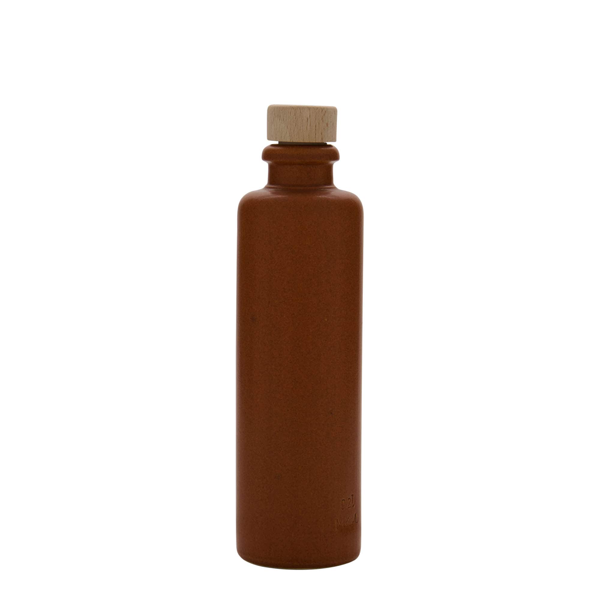 200 ml Tonkrug, Steinzeug, rot-braun, Mündung: Kork