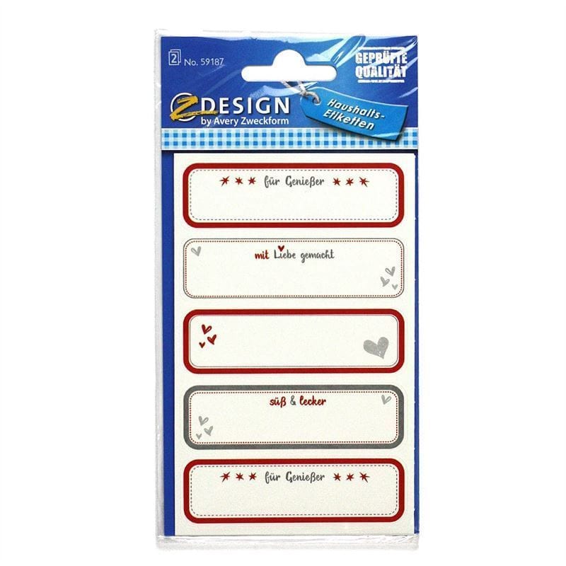 Zweckform Etiketten «Selbstgemacht», rechteckig, Papier, mehrfarbig
