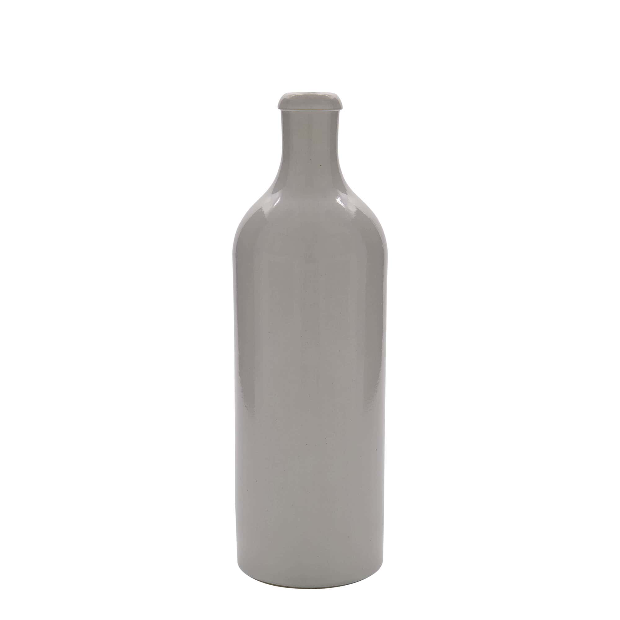 750 ml Tonkrug, Steinzeug, weiss, Mündung: Kork