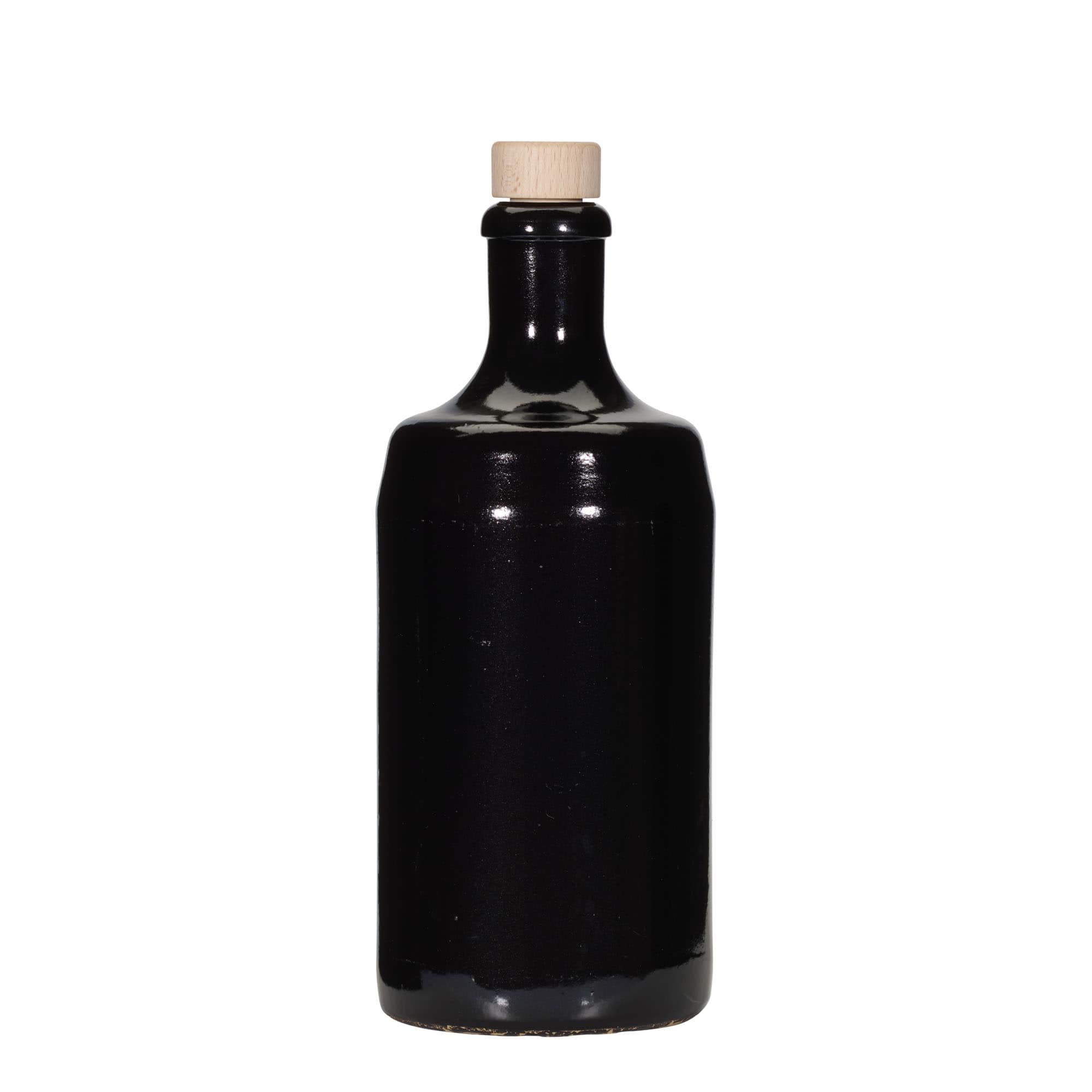 700 ml Tonkrug 'Calvados, Steinzeug, schwarz, Mündung: Kork