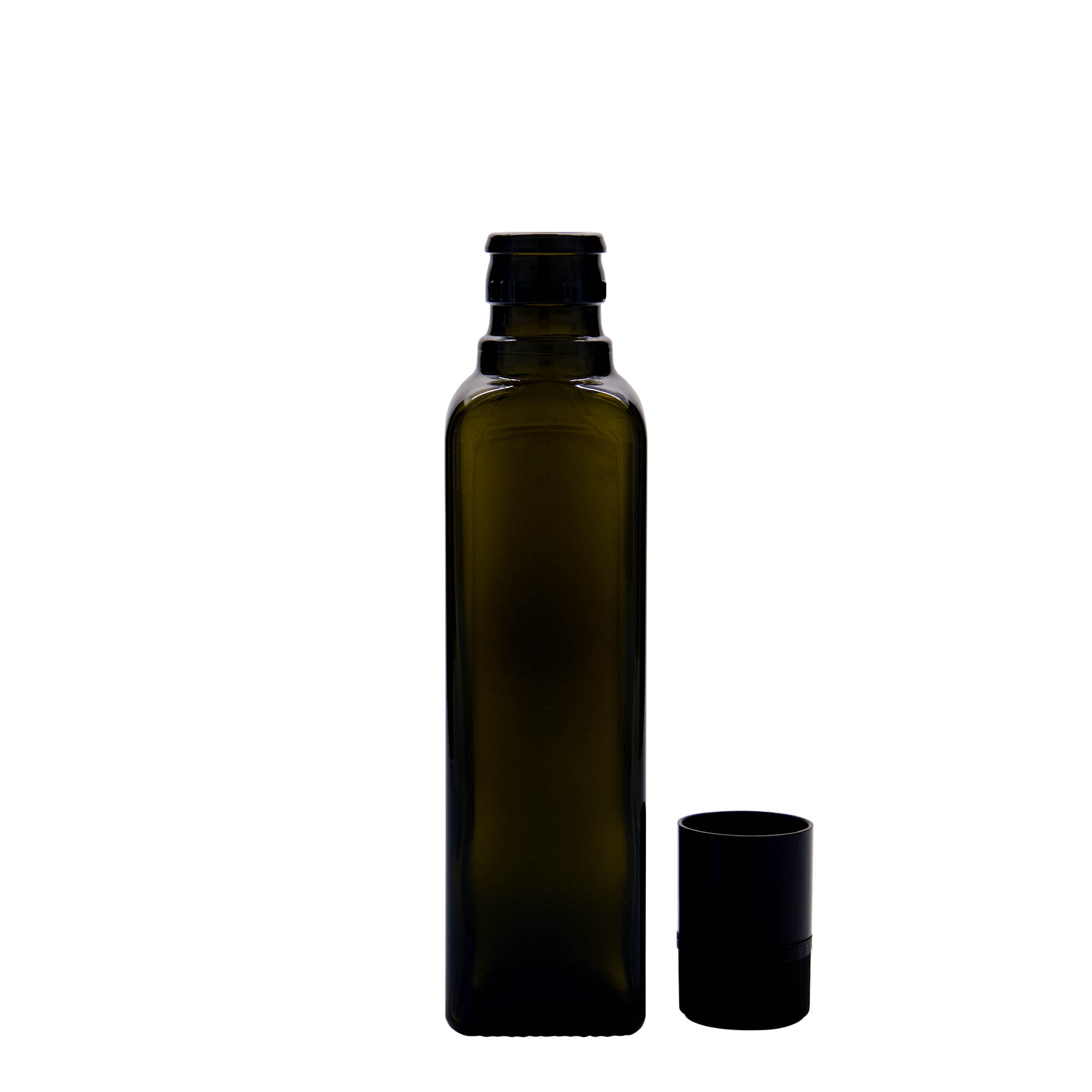 250 ml Essig-/Ölflasche «Quadra», Glas, quadratisch, antikgrün, Mündung: DOP
