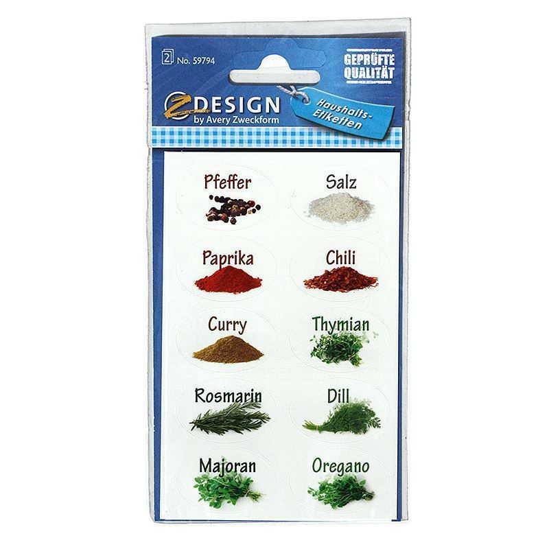 Zweckform Etiketten 'Gewürze', oval, Papier, mehrfarbig Zweckform Etiketten 'Gewürze', oval, Papier, mehrfarbig