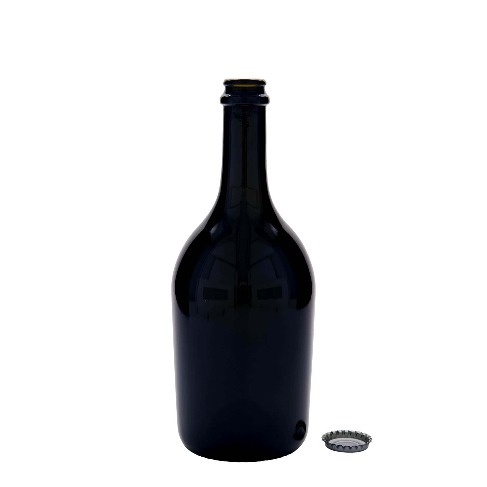 750 ml Bier-/Sektflasche «Butterfly», Glas, antikgrün, Mündung: Kronkorken