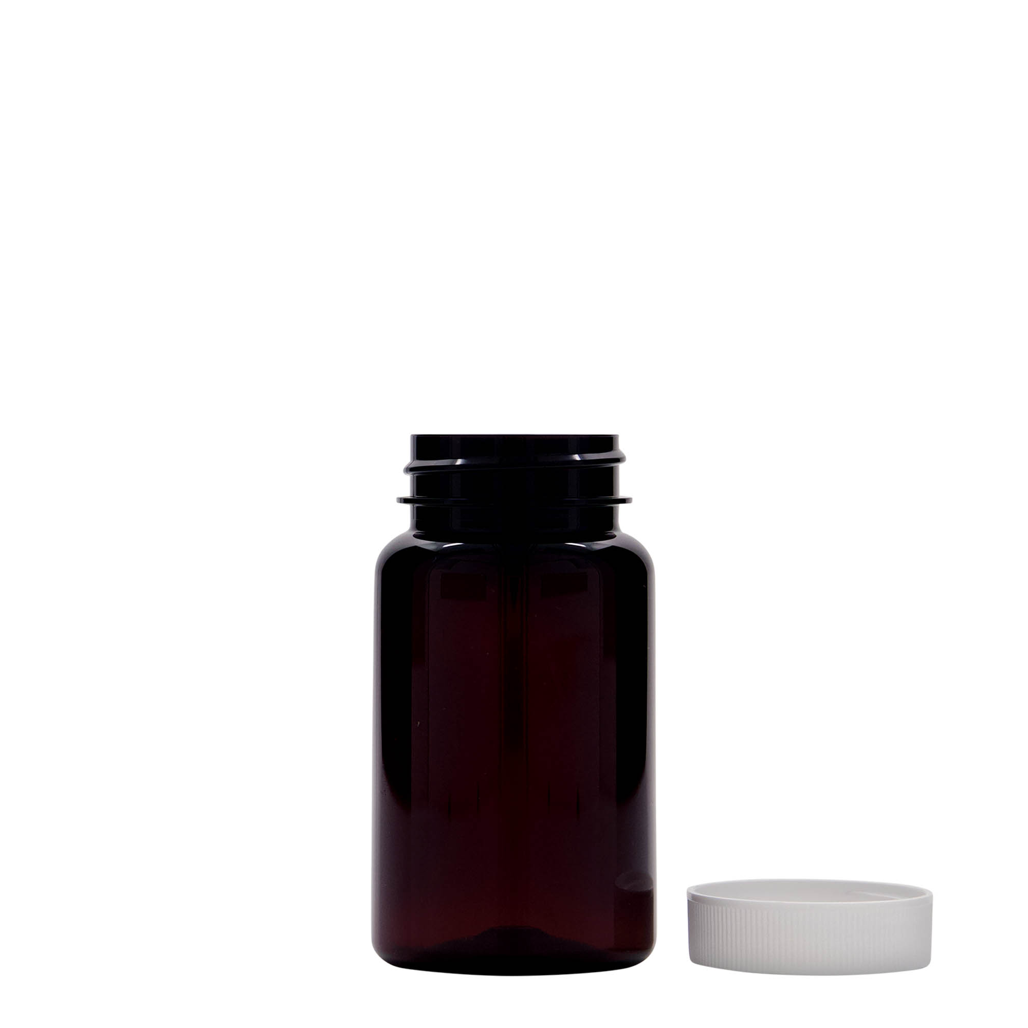 100 ml PET-Packer, Kunststoff, braun, Mündung: 38/400