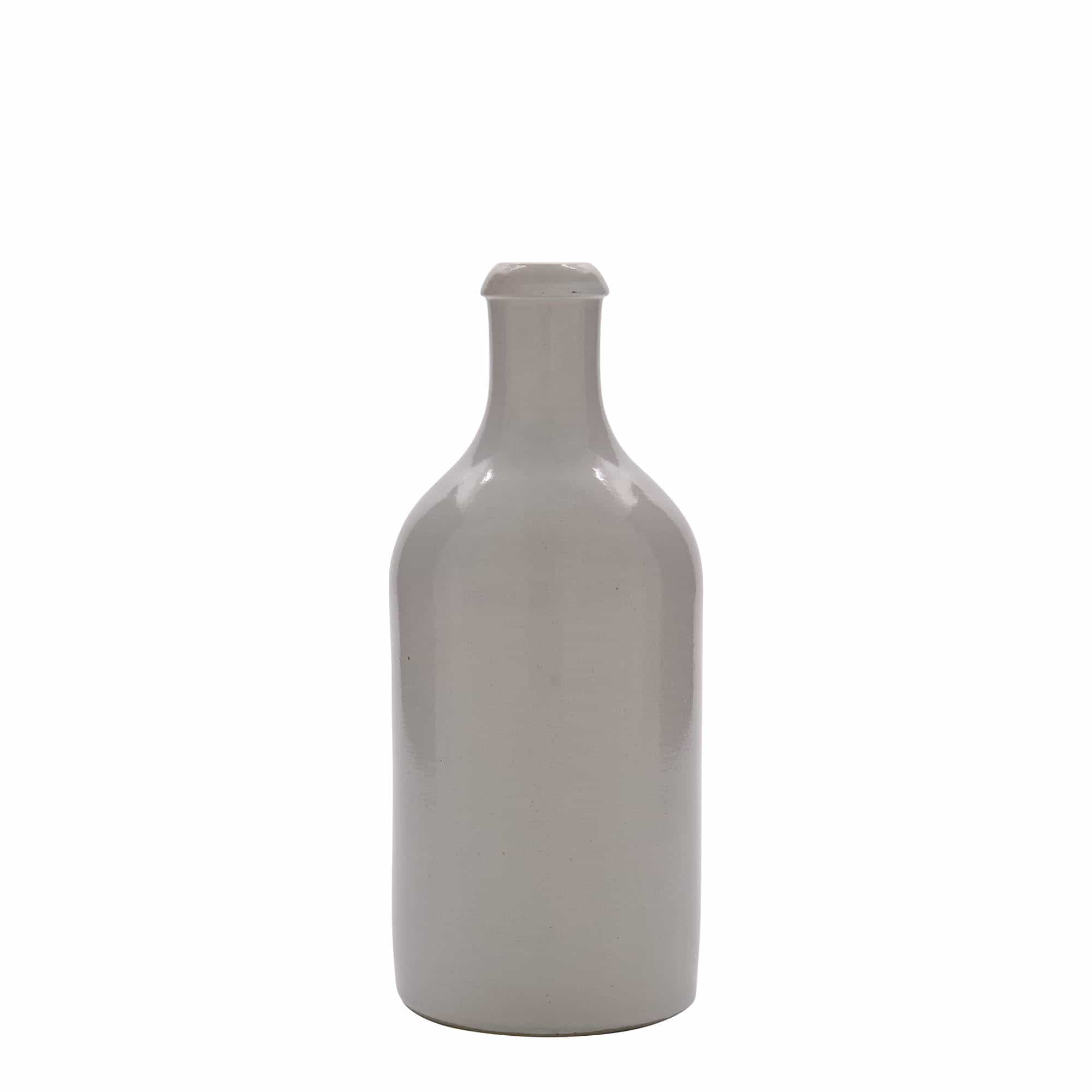 500 ml Tonkrug, Steinzeug, weiss, Mündung: Kork 500 ml Tonkrug, Steinzeug, weiss, Mündung: Kork