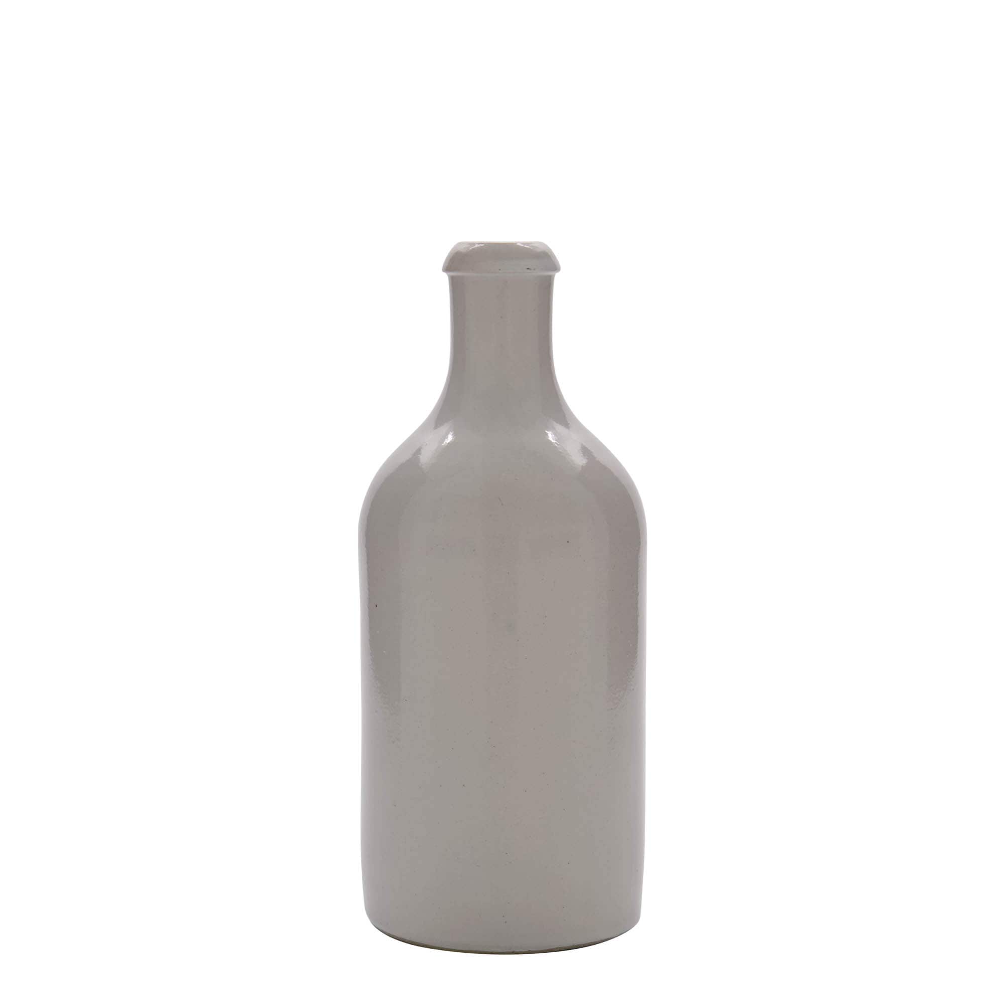 500 ml Tonkrug, Steinzeug, weiss, Mündung: Kork