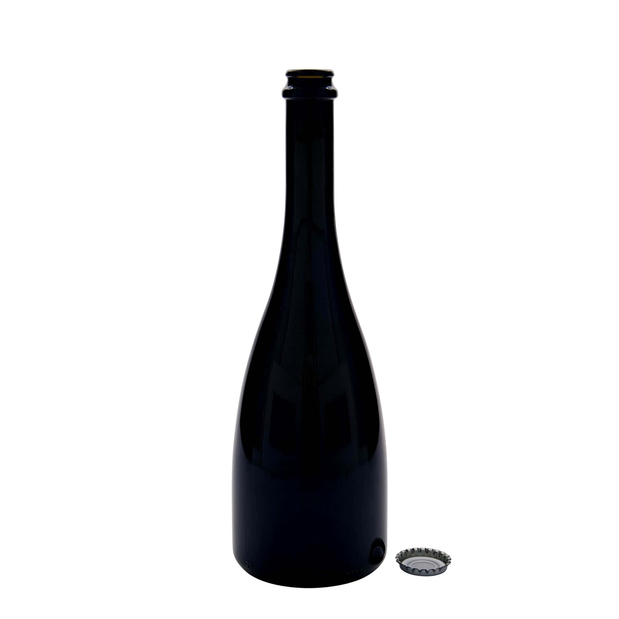 750 ml Bier-/Sektflasche «Tosca», Glas, antikgrün, Mündung: Kronkorken