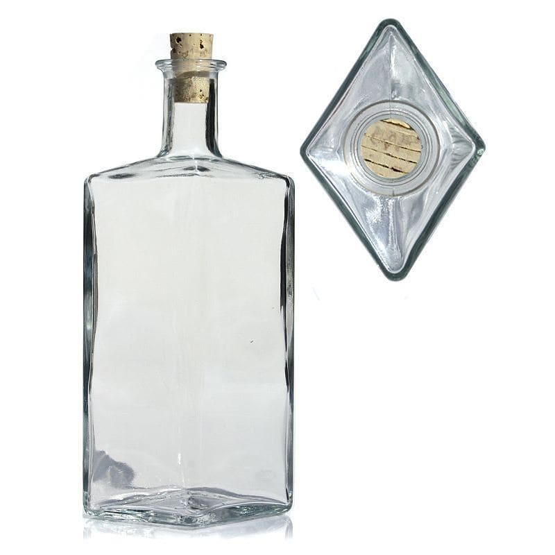 500 ml Glasflasche 'Riva', rautenförmig, Mündung: Kork 500 ml Glasflasche 'Riva', rautenförmig, Mündung: Kork