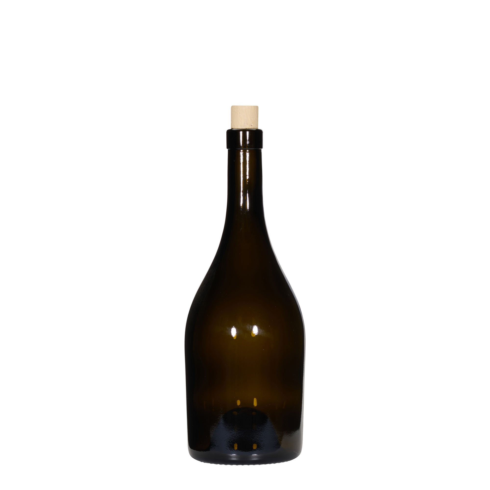 750 ml Weinflasche 'Exclusive', antikgrün, Mündung: Kork