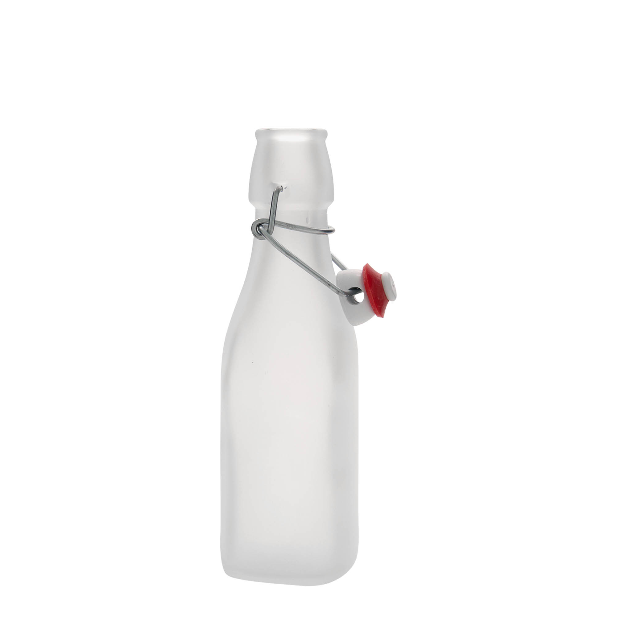 250 ml Glasflasche «Swing» quadratisch, weiss, Mündung: Bügelverschluss