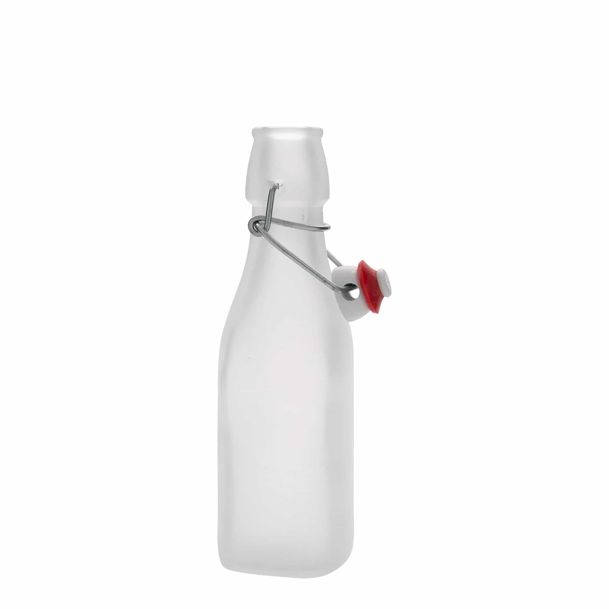 250 ml Glasflasche «Swing» quadratisch, weiss, Mündung: Bügelverschluss