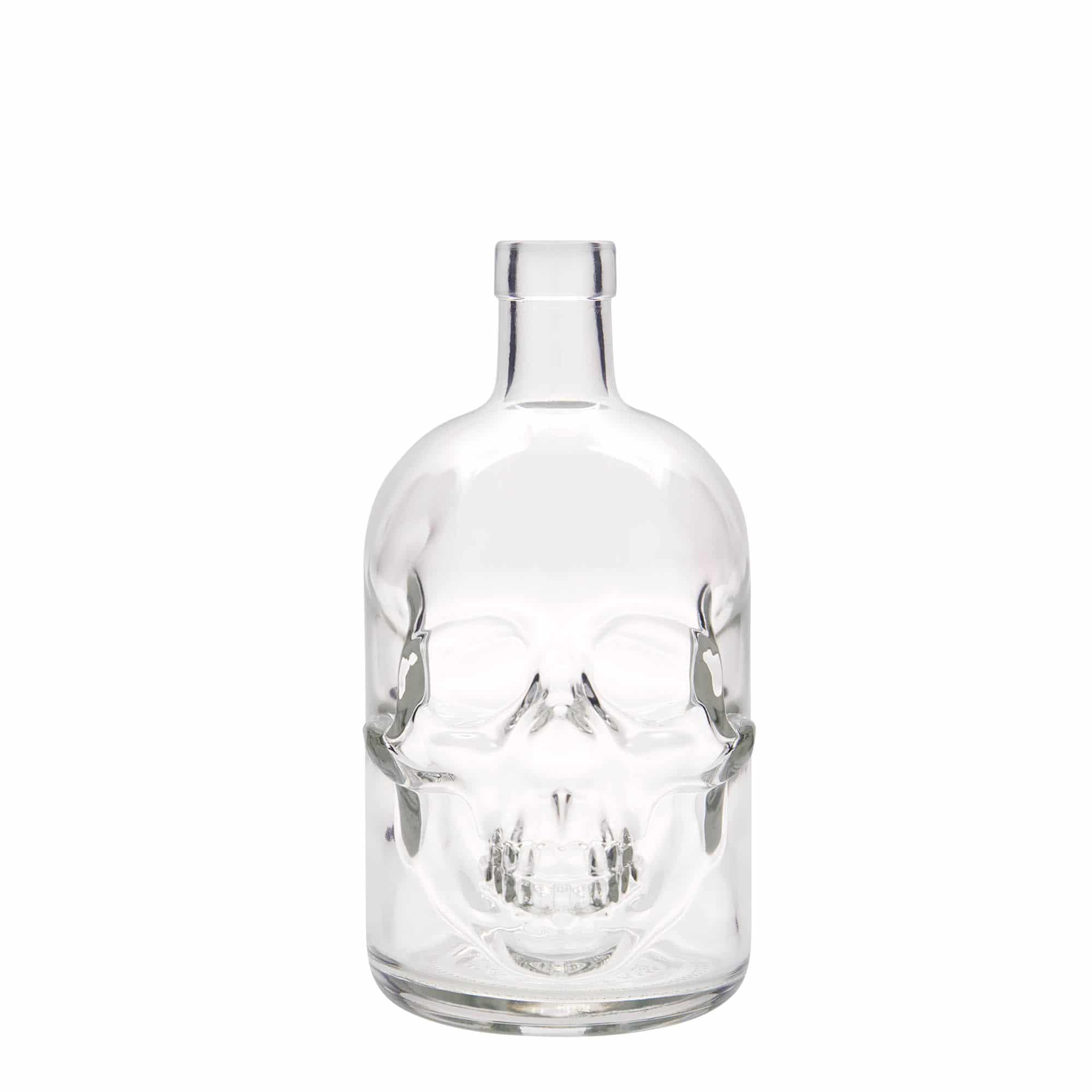 700 ml Glasflasche 'Totenkopf', Mündung: Kork 700 ml Glasflasche 'Totenkopf', Mündung: Kork