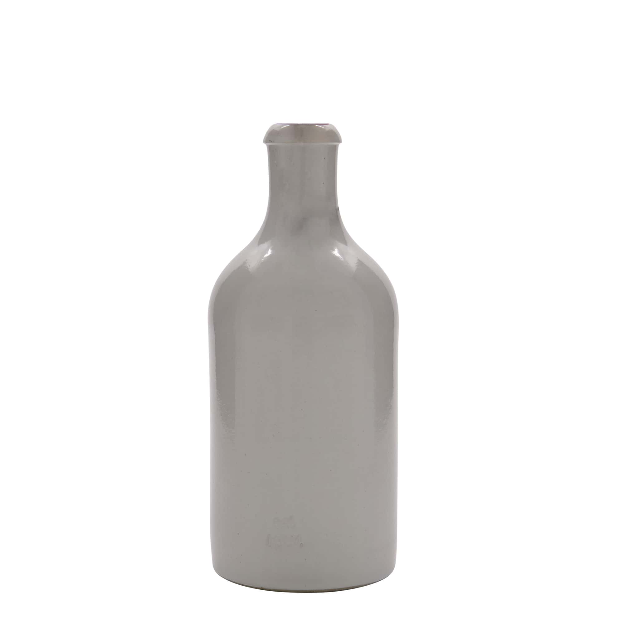 500 ml Tonkrug, Steinzeug, weiss, Mündung: Bügelverschluss 500 ml Tonkrug, Steinzeug, weiss, Mündung: Bügelverschluss