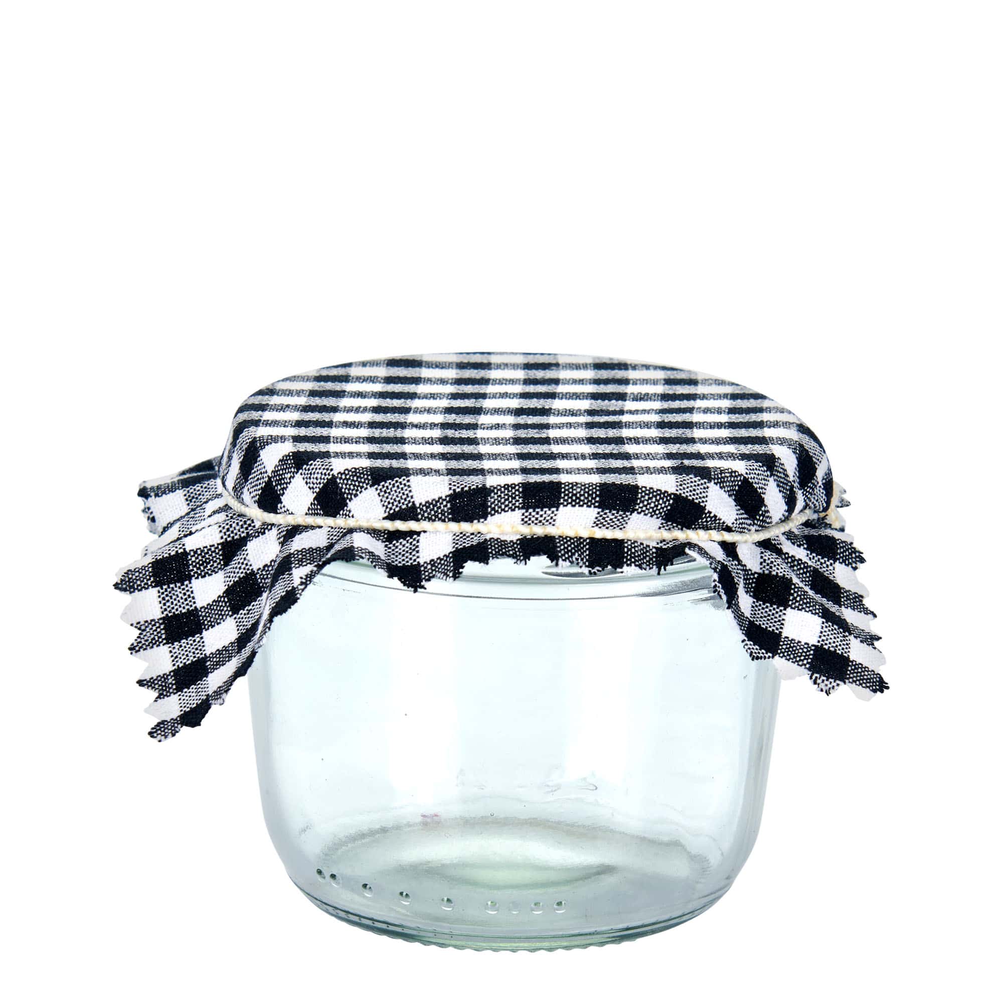 Stoffdeckchen kariert 12x12, quadratisch, Textil, schwarz, Mündung: TO38-TO53