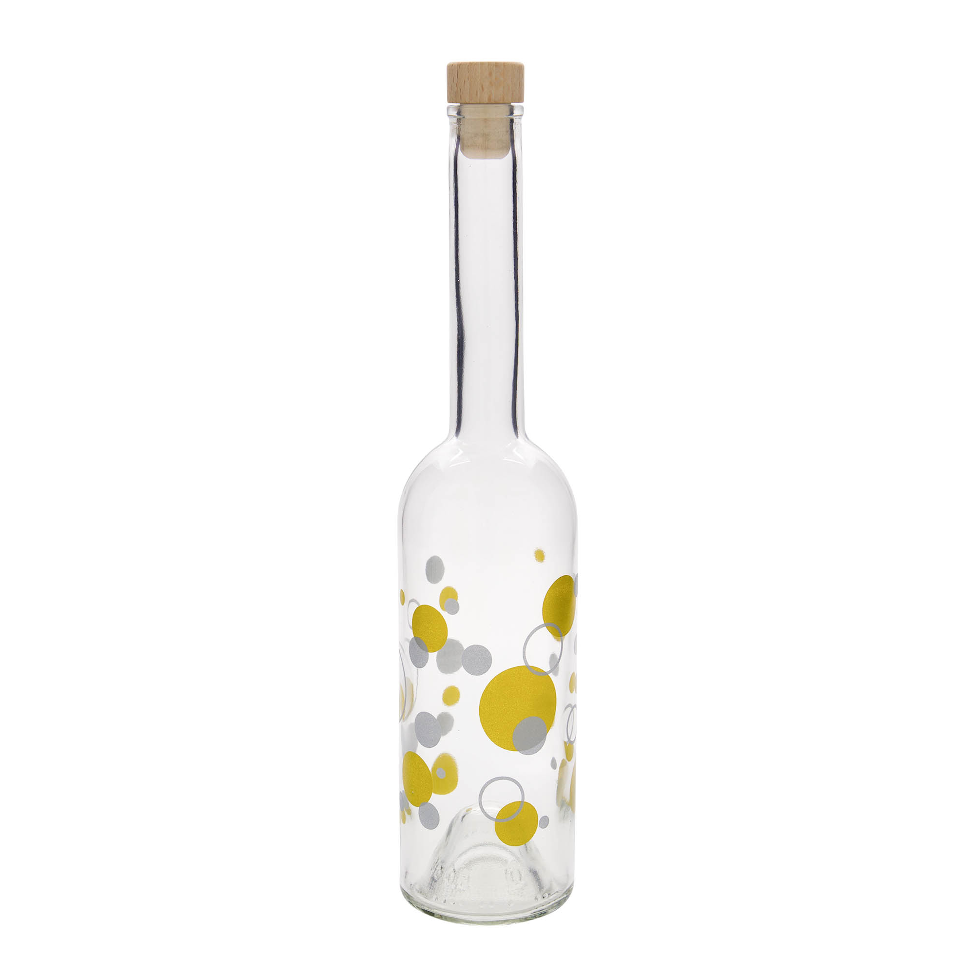 500 ml Glasflasche «Opera», Motiv: Punkte, Mündung: Kork
