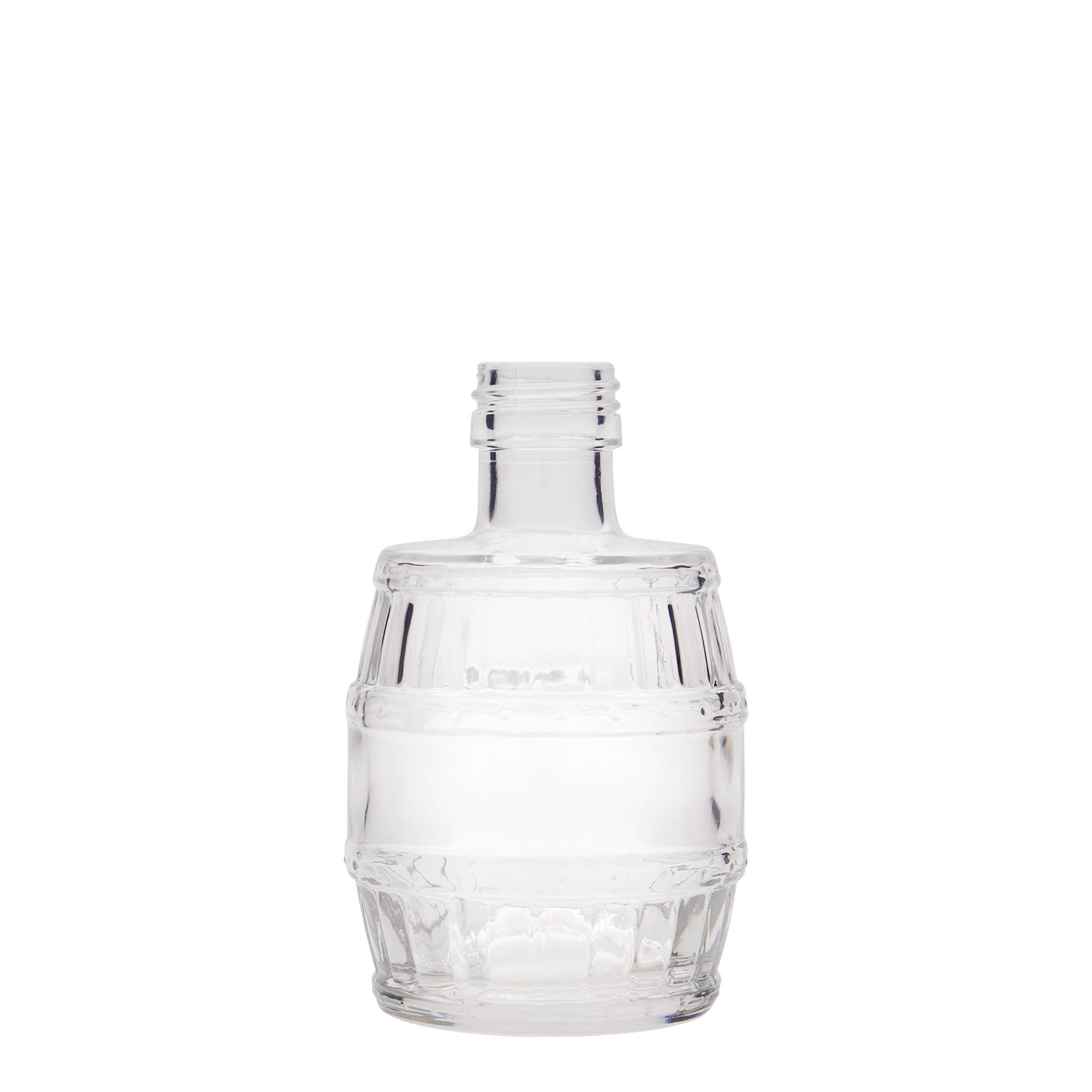 200 ml Glasflasche 'Fass', Mündung: PP 28 200 ml Glasflasche 'Fass', Mündung: PP 28