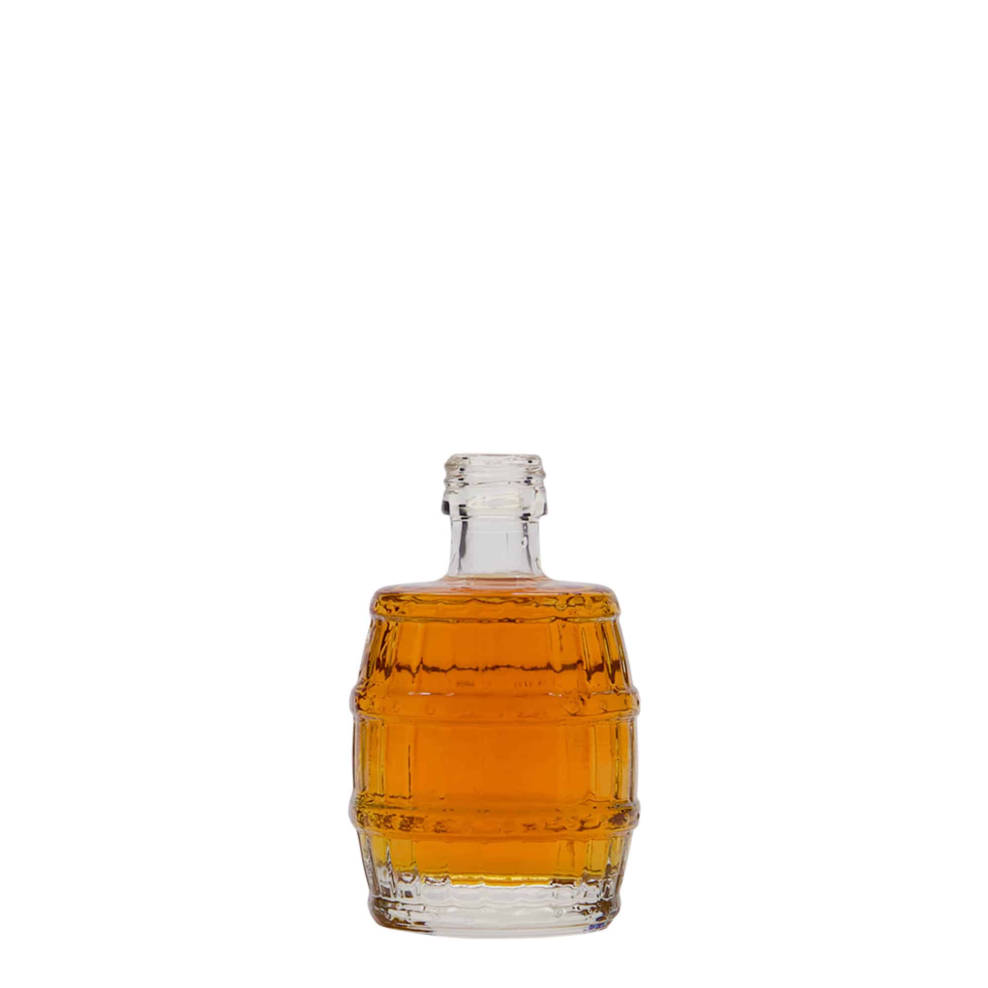 50 ml Glasflasche «Fass», Mündung: PP 18