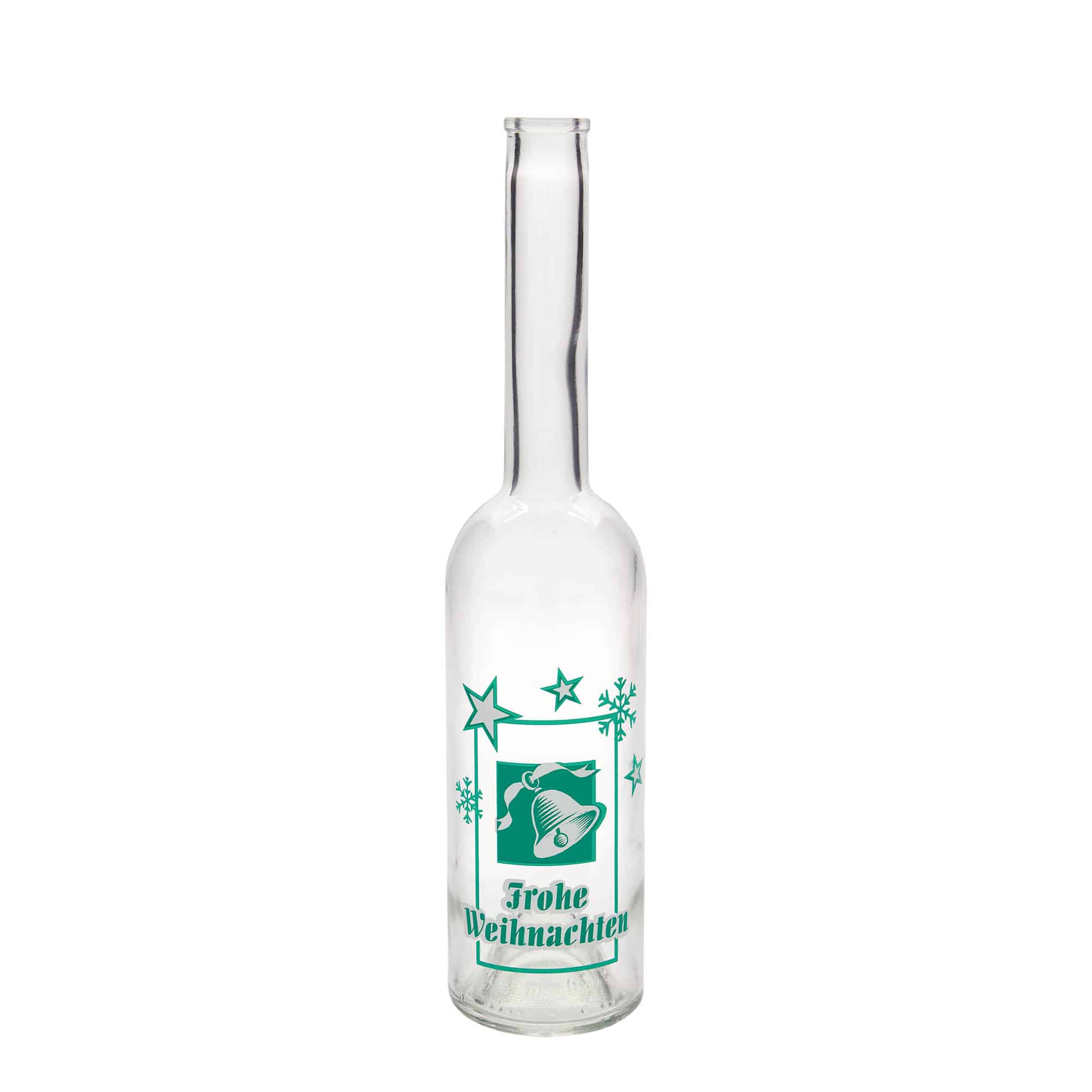 500 ml Glasflasche 'Opera', Motiv: Frohe Weihnachten, Mündung: Kork 500 ml Glasflasche 'Opera', Motiv: Frohe Weihnachten, Mündung: Kork