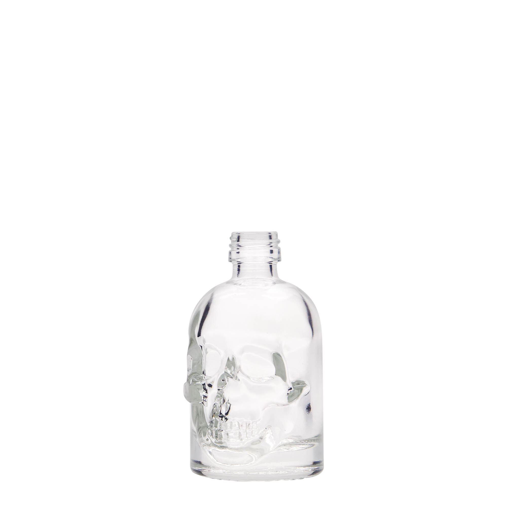 50 ml Glasflasche «Totenkopf», Mündung: PP 18