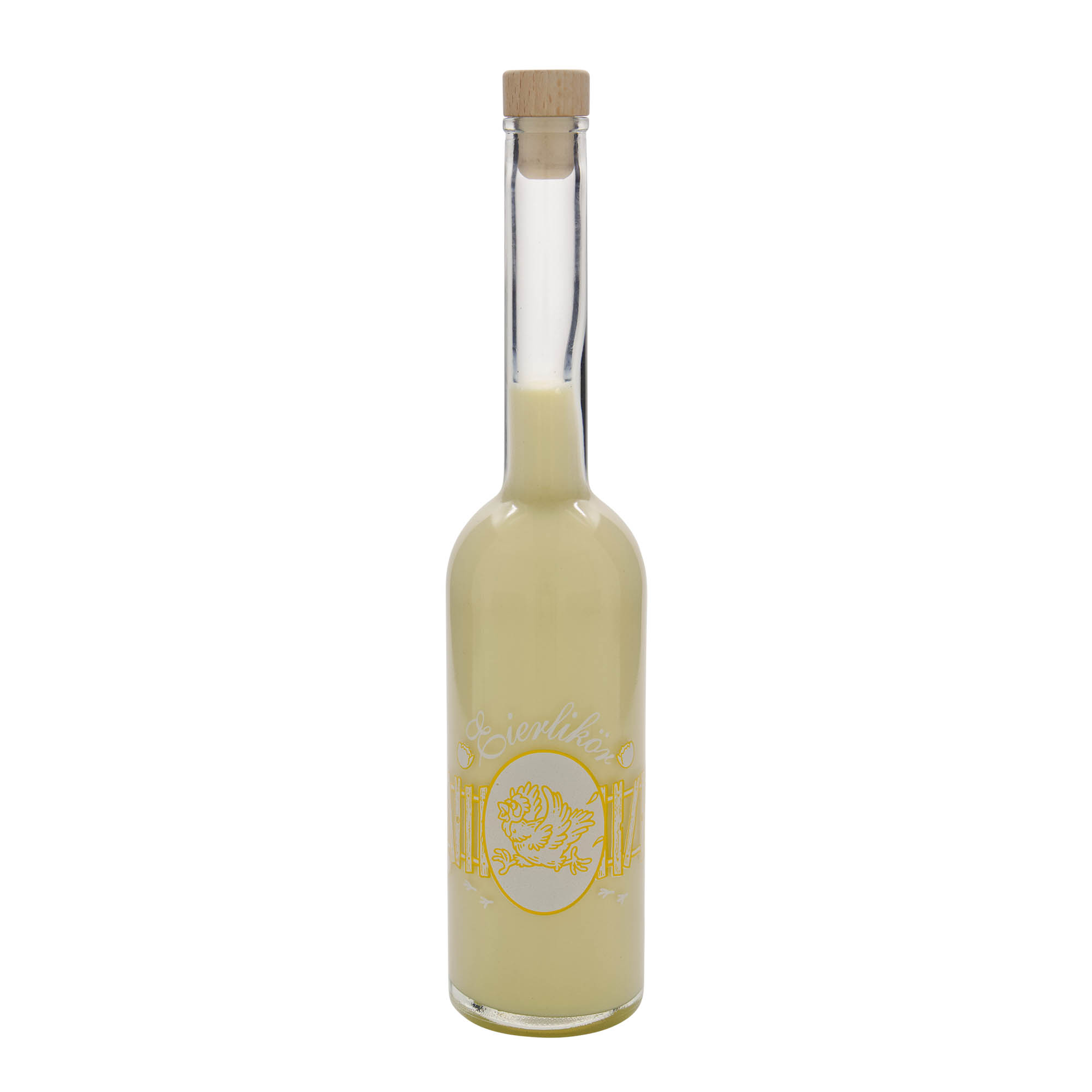 500 ml Glasflasche 'Opera', Motiv: Eierlikör, Mündung: Kork 500 ml Glasflasche 'Opera', Motiv: Eierlikör, Mündung: Kork