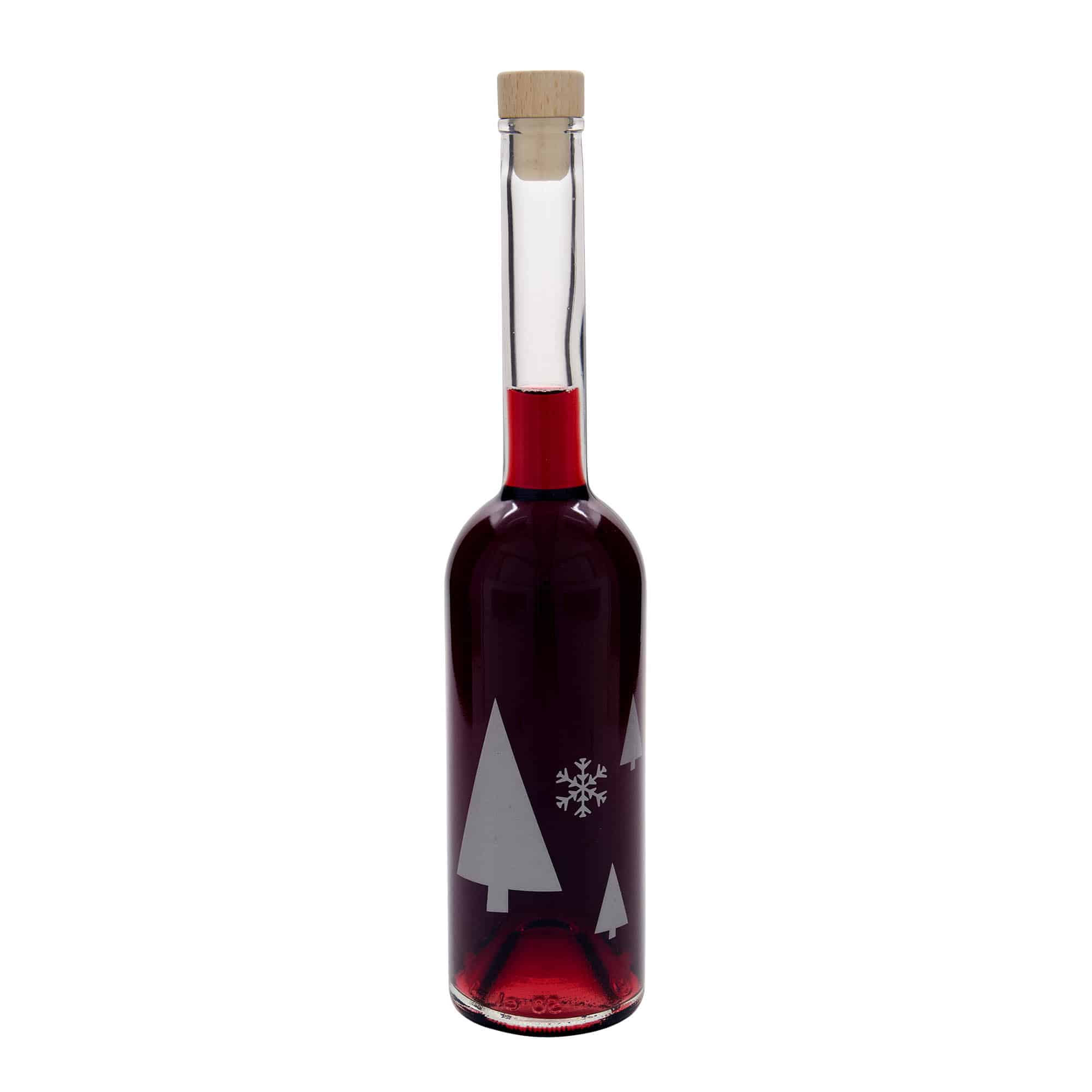 500 ml Glasflasche «Opera», Motiv: Schneeflocken, Mündung: Kork