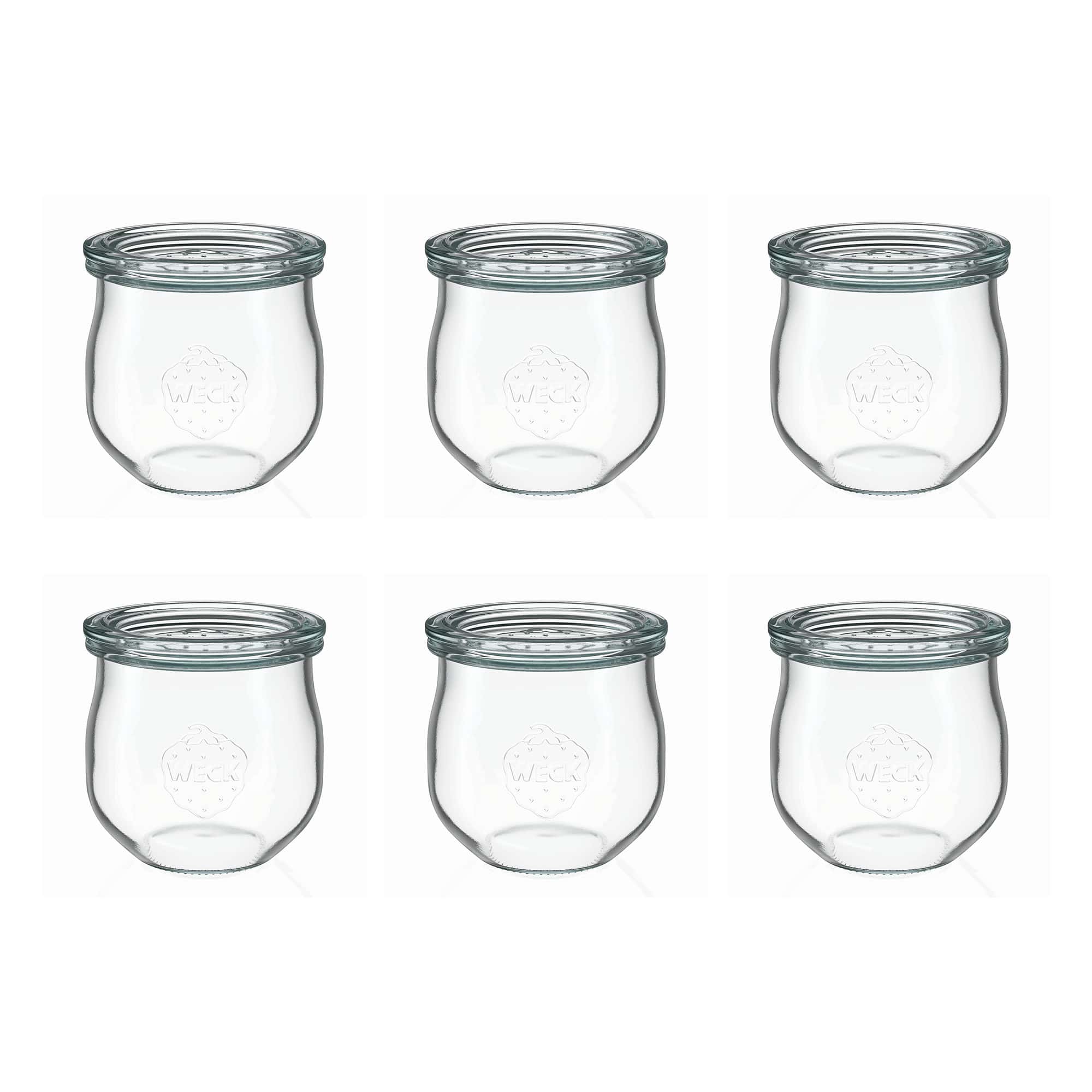 6x 370 ml WECK-Tulpenglas mit Glasdeckel RR 80