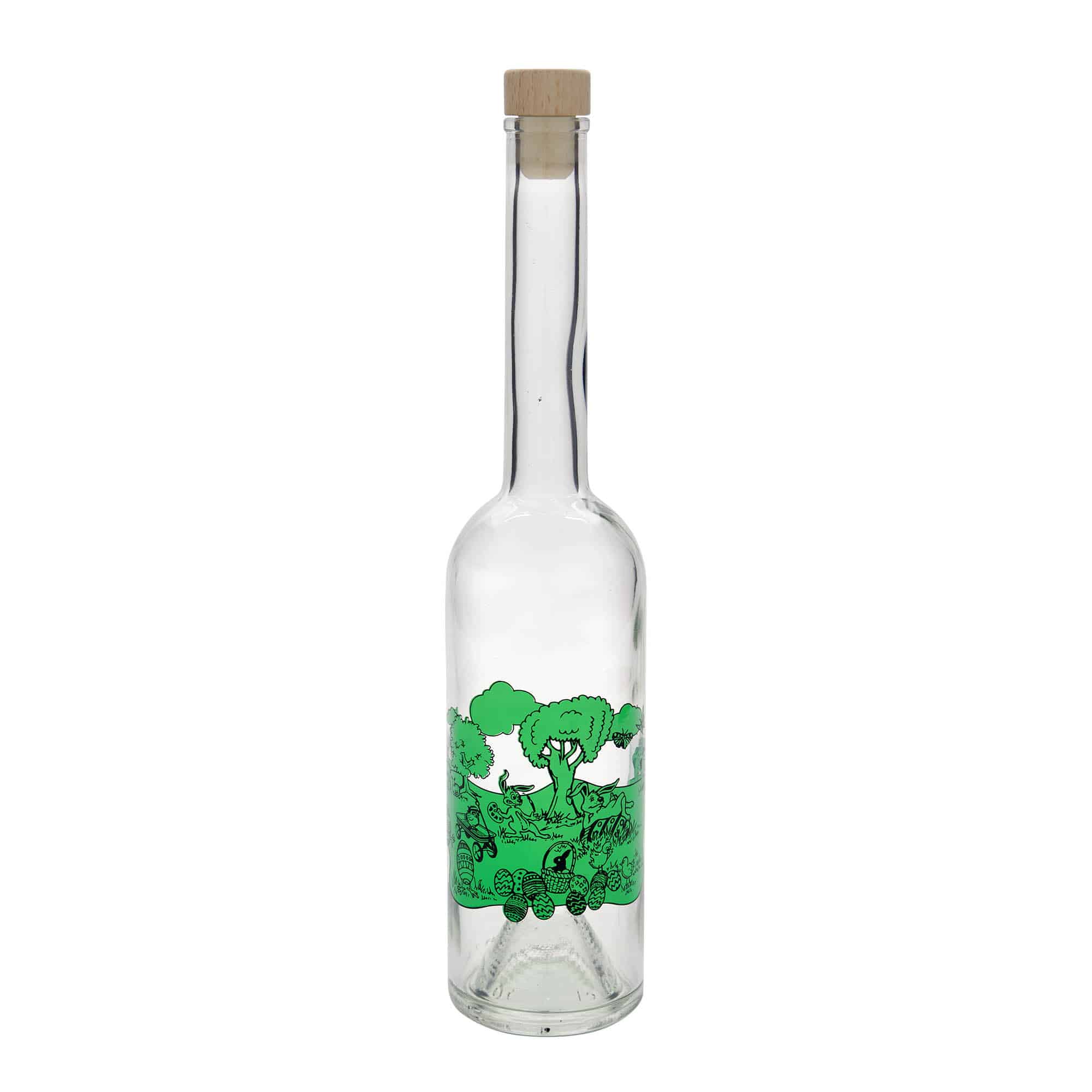 500 ml Glasflasche «Opera», Motiv: Frohe Ostern, Mündung: Kork