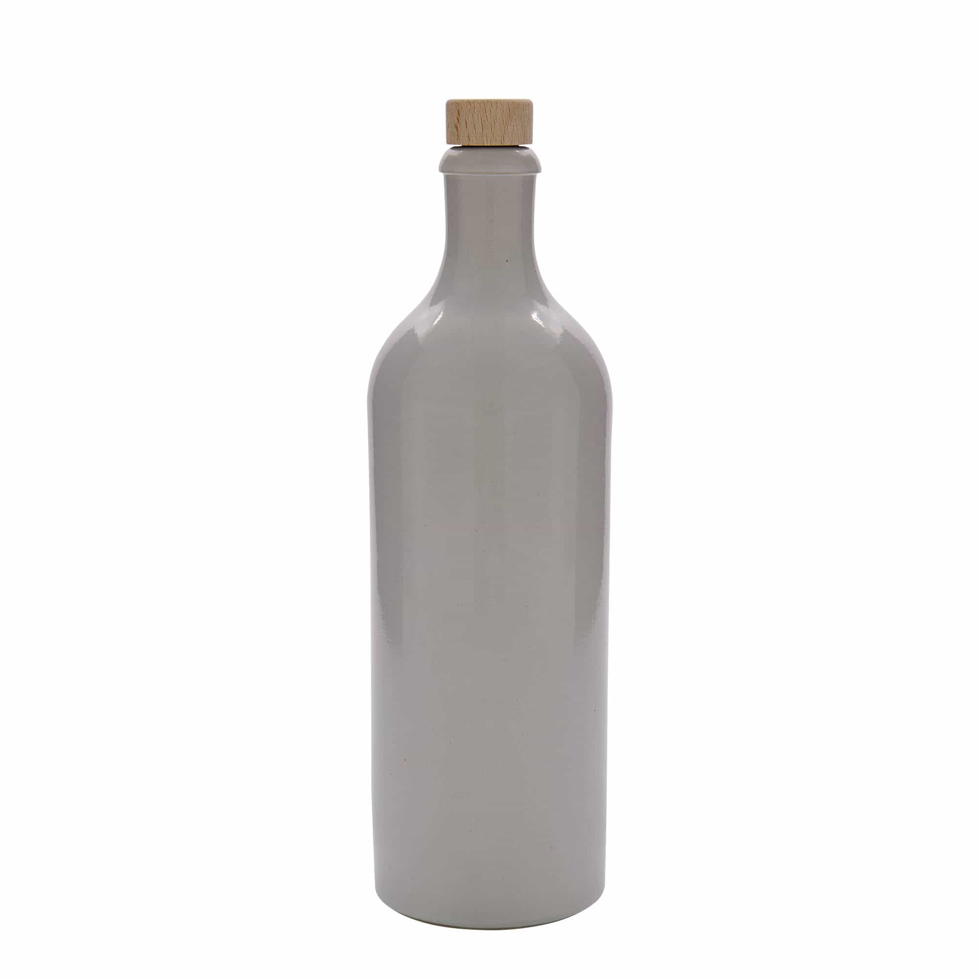 750 ml Tonkrug, Steinzeug, weiss, Mündung: Kork