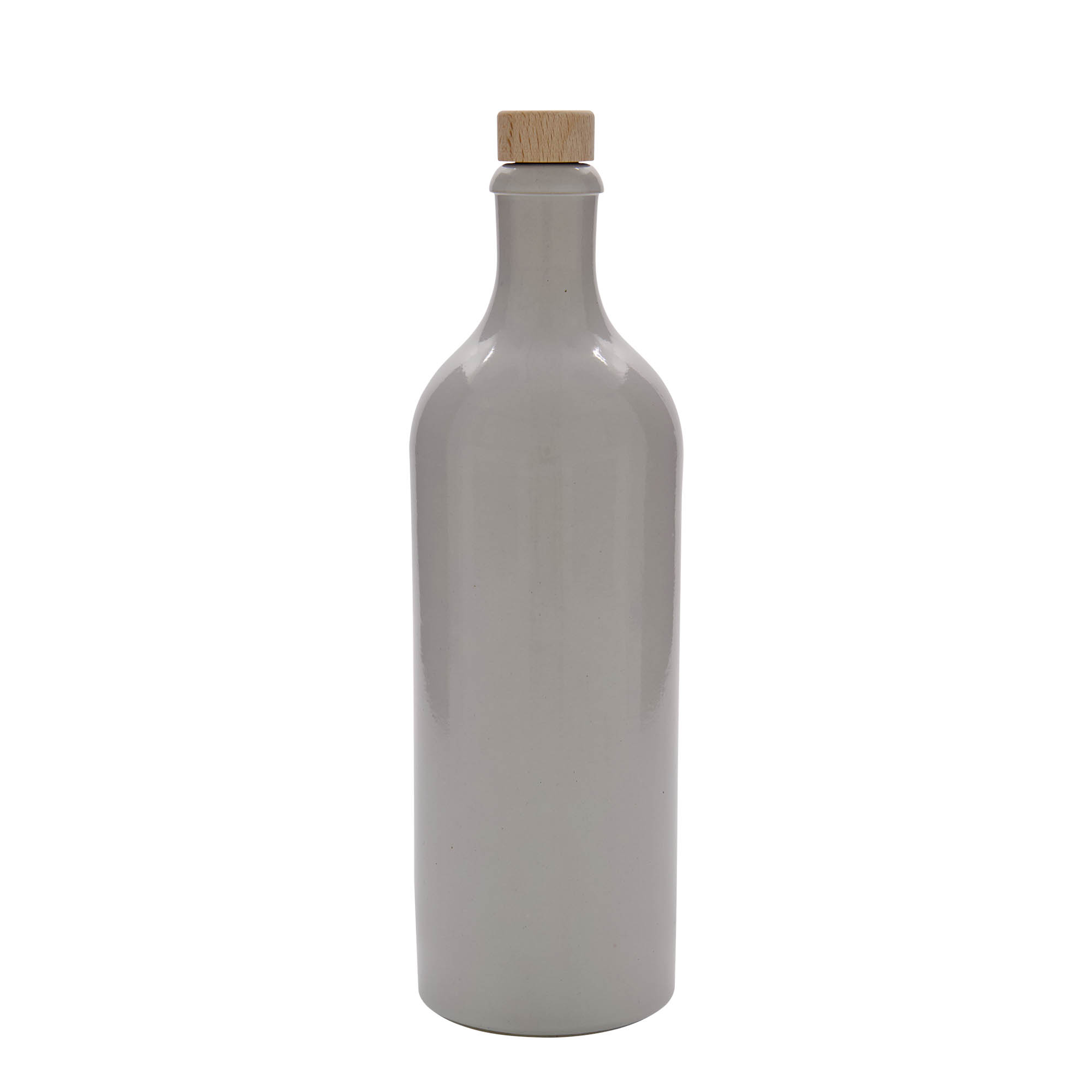 750 ml Tonkrug, Steinzeug, weiss, Mündung: Kork