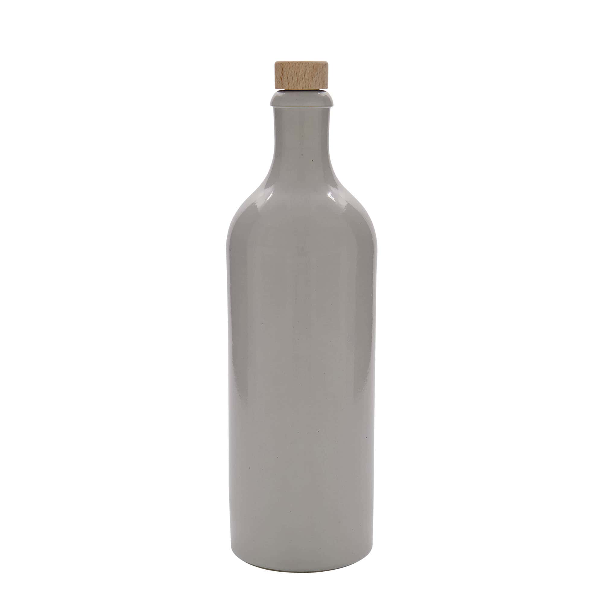 750 ml Tonkrug, Steinzeug, weiss, Mündung: Kork