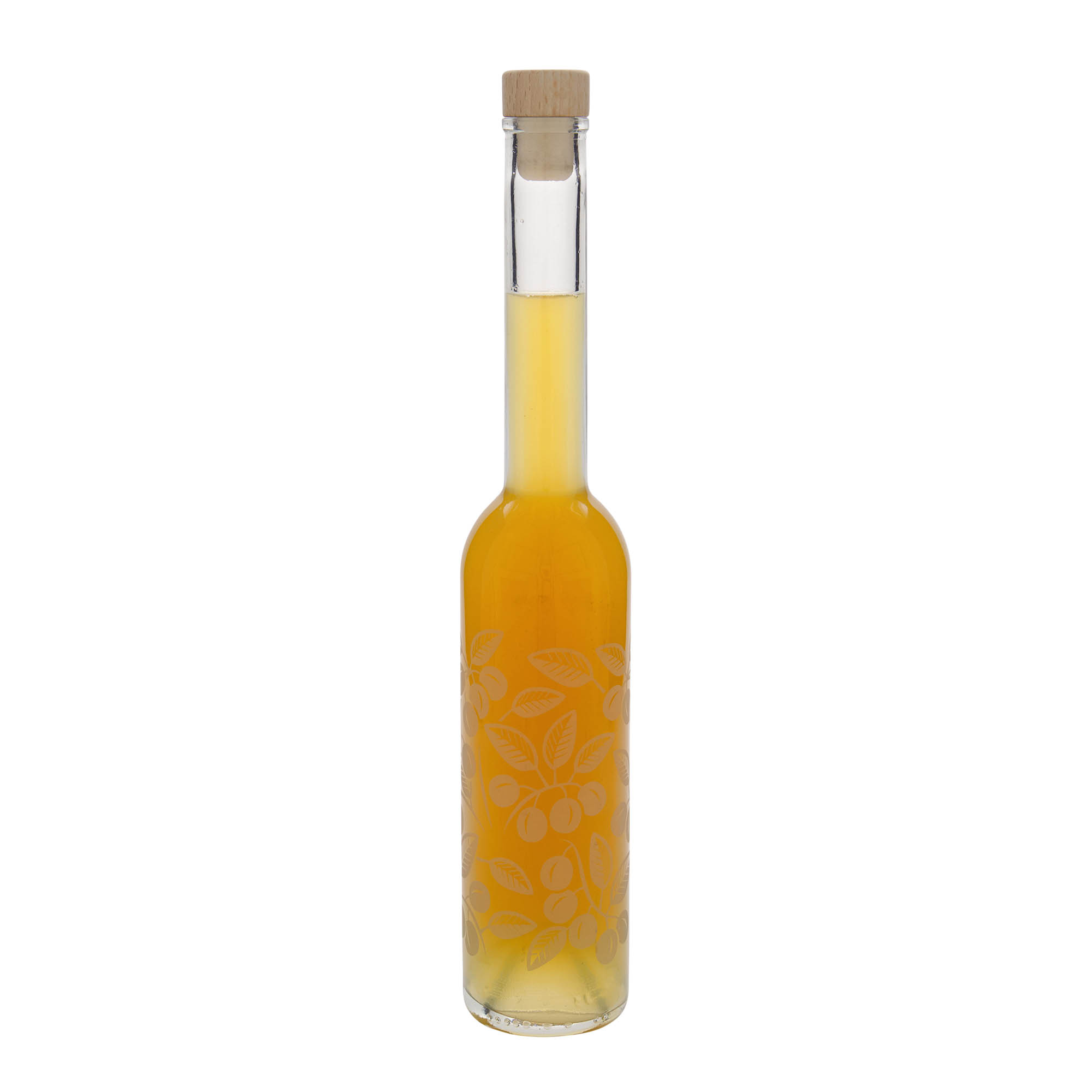 350 ml Glasflasche «Opera», Motiv: Mirabellen, Mündung: Kork