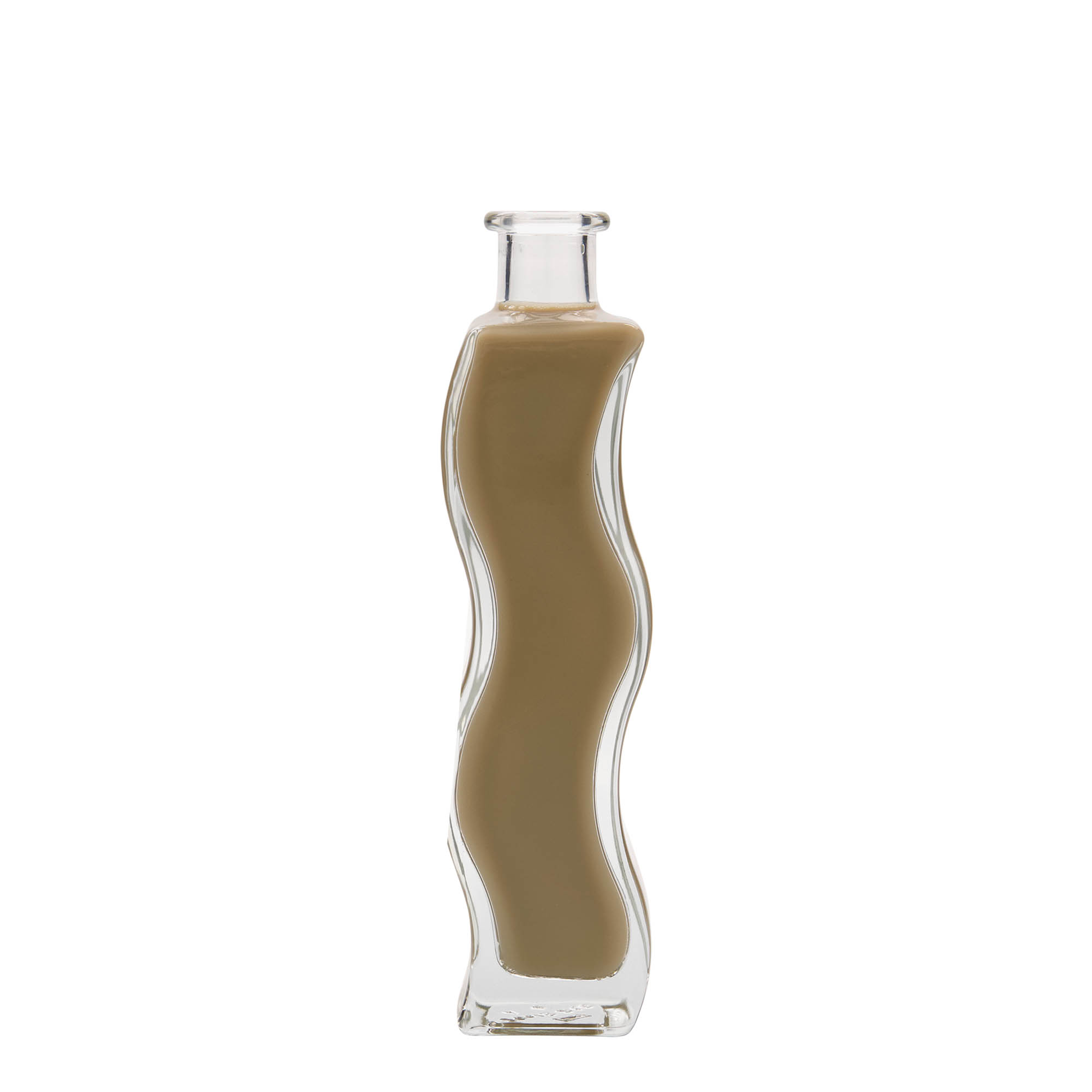 200 ml Glasflasche 'Welle', quadratisch, Mündung: Kork 200 ml Glasflasche 'Welle', quadratisch, Mündung: Kork