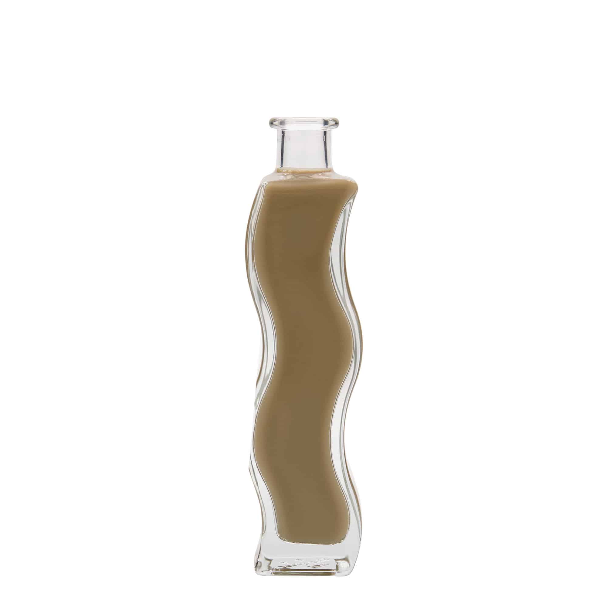 200 ml Glasflasche «Welle», quadratisch, Mündung: Kork