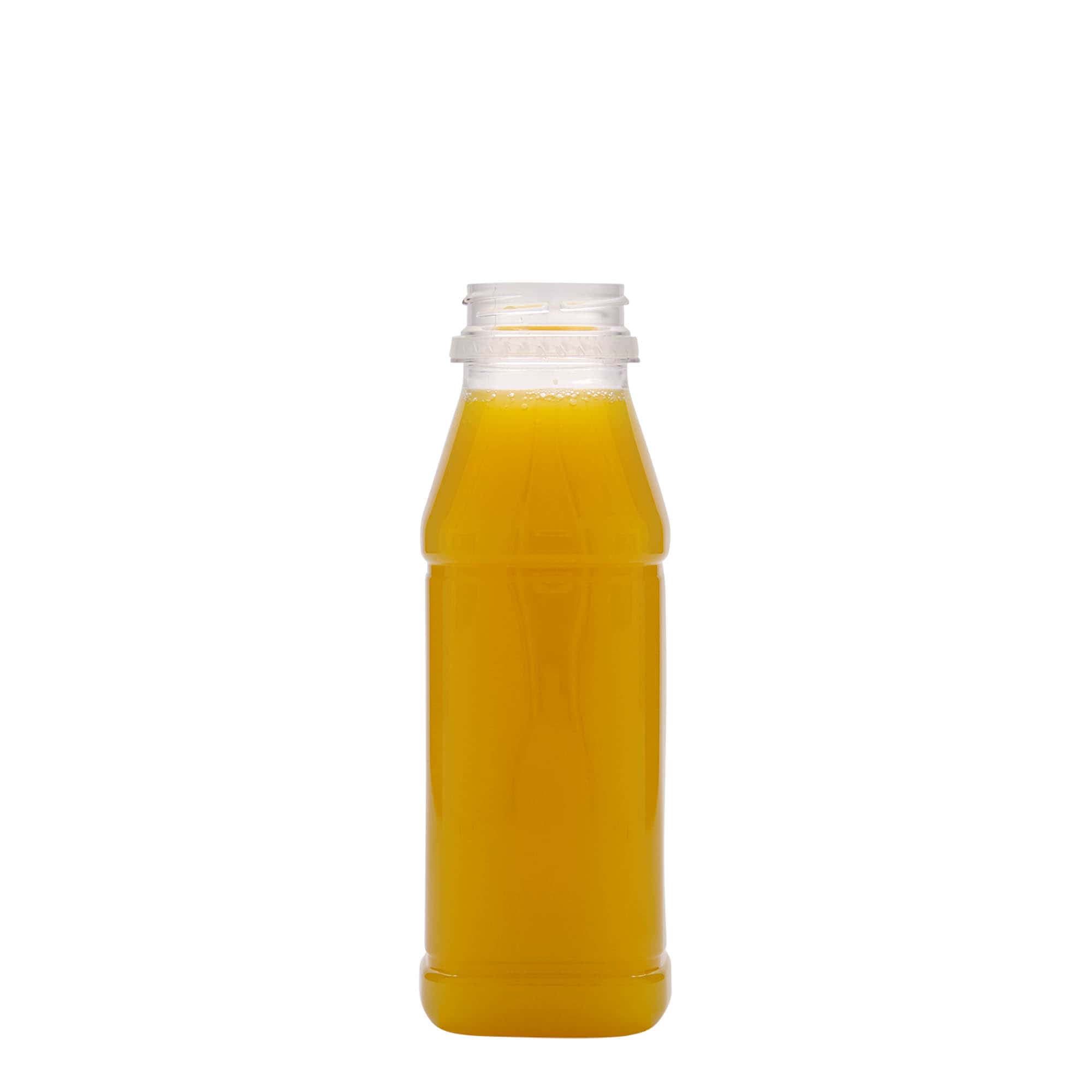 330 ml PET-Flasche «Milk and Juice Carré», quadratisch, Kunststoff, Mündung: 38 mm