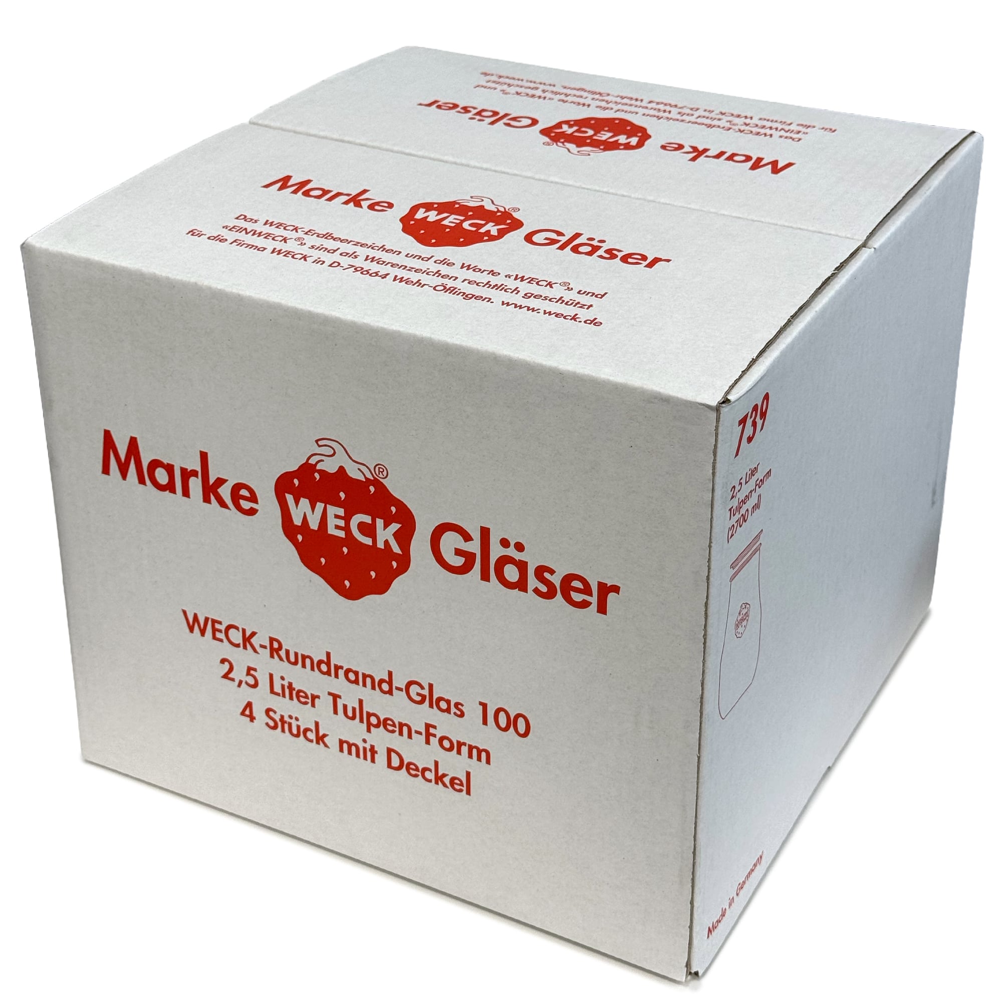 4x 2700 ml WECK-Tulpenglas mit Glasdeckel RR 100