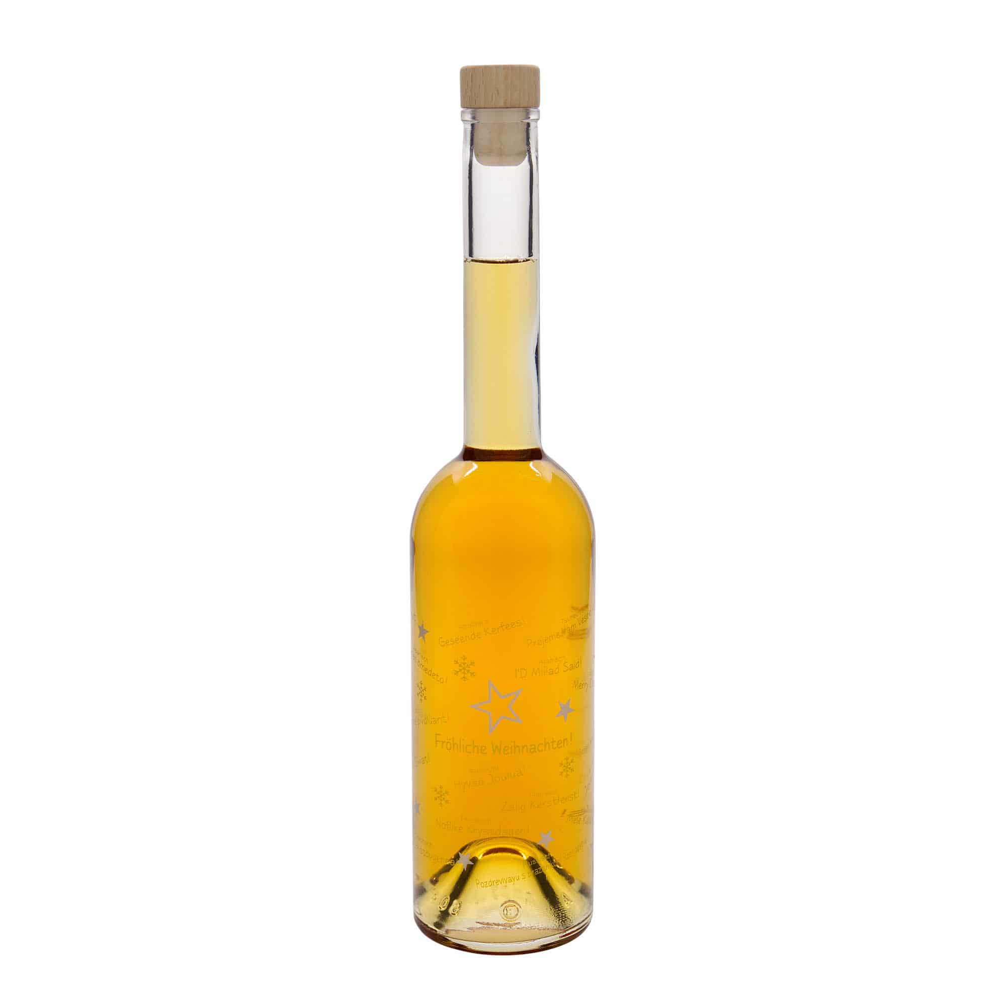 500 ml Glasflasche «Opera», Motiv: Weihnachten in der Welt, Mündung: Kork