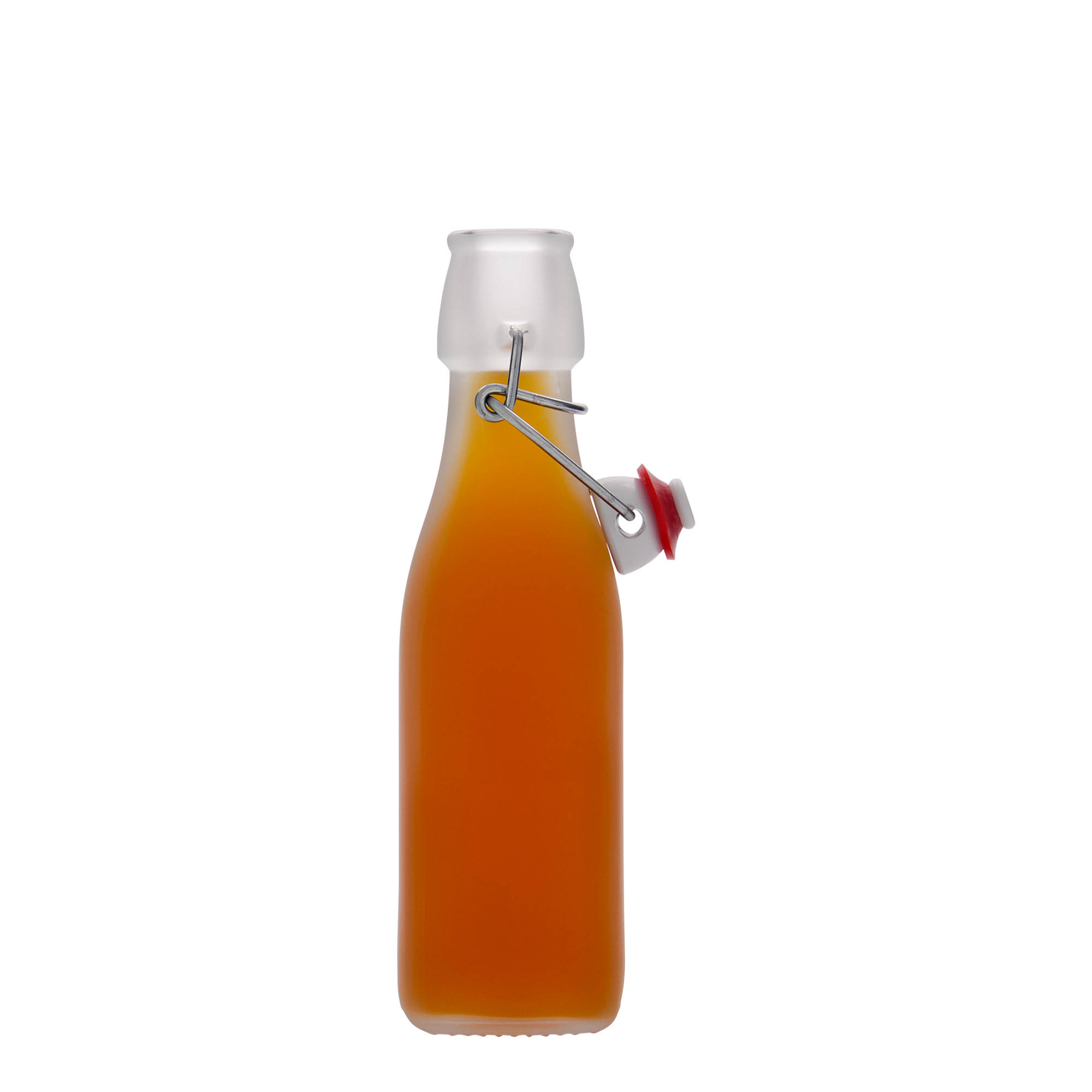 250 ml Glasflasche «Swing» quadratisch, weiss, Mündung: Bügelverschluss
