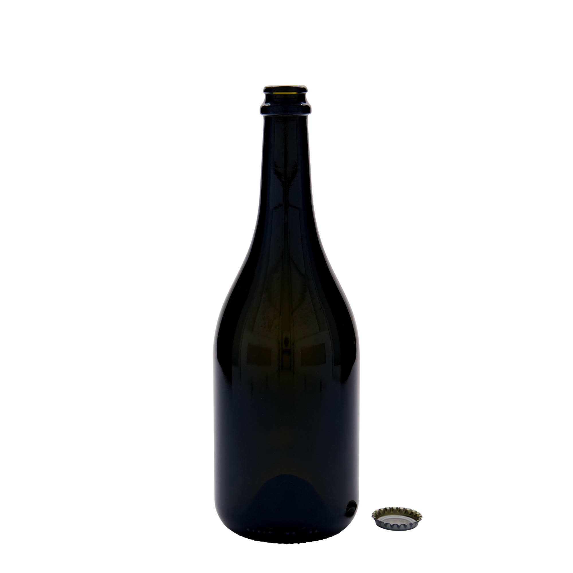 750 ml Bierflasche 'Horta', Glas, antikgrün, Mündung: Kronkorken 750 ml Bierflasche 'Horta', Glas, antikgrün, Mündung: Kronkorken