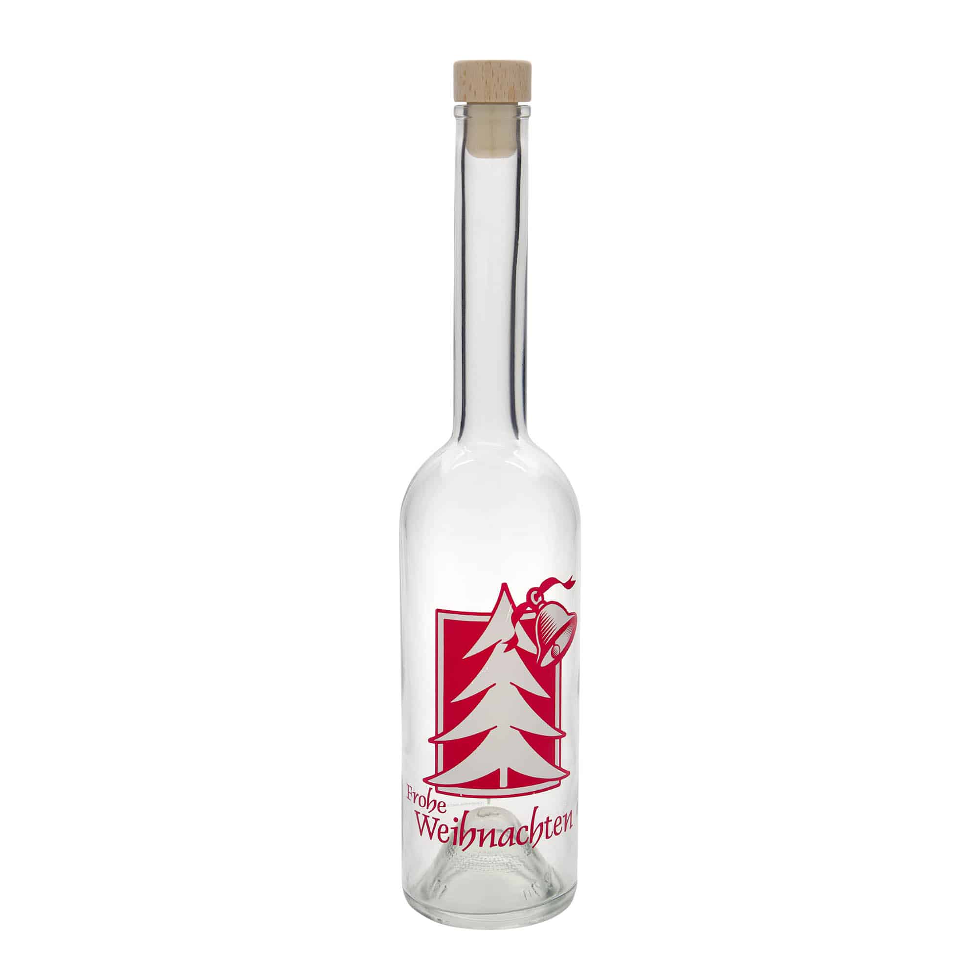500 ml Glasflasche «Opera», Motiv: Weihnachtsgruss, Mündung: Kork