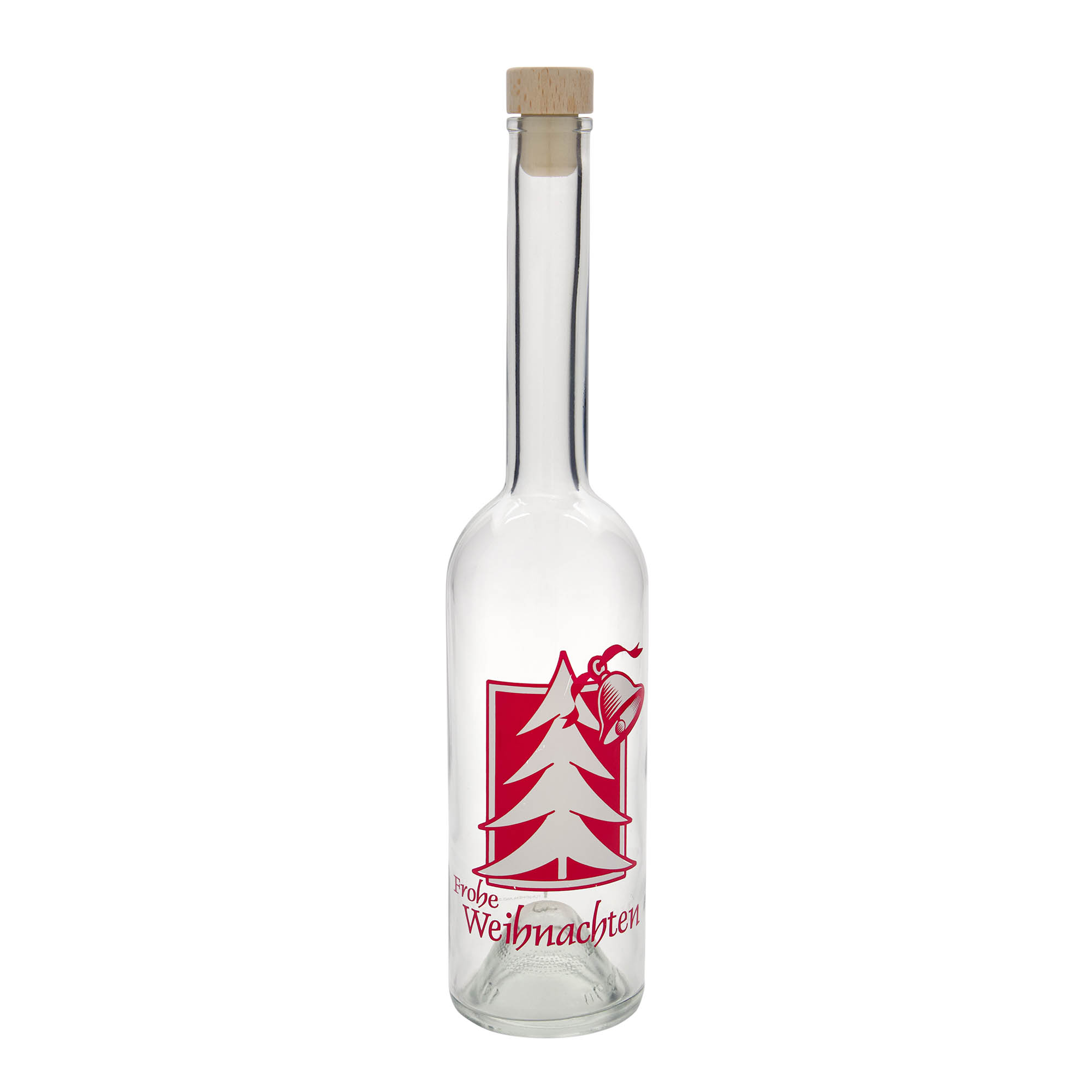 500 ml Glasflasche «Opera», Motiv: Weihnachtsgruss, Mündung: Kork
