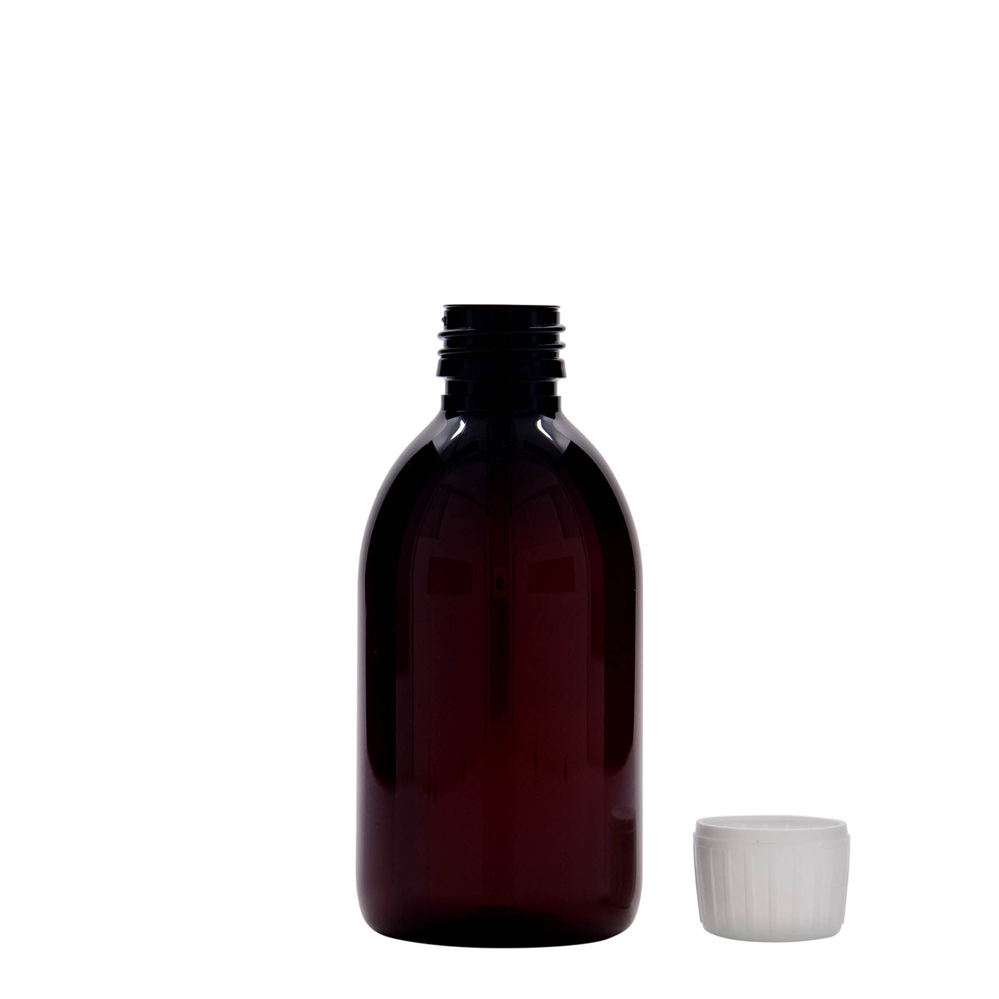 250 ml PET-Medizinflasche, braun, Kunststoff, Mündung: PP 28 250 ml PET-Medizinflasche, braun, Kunststoff, Mündung: PP 28