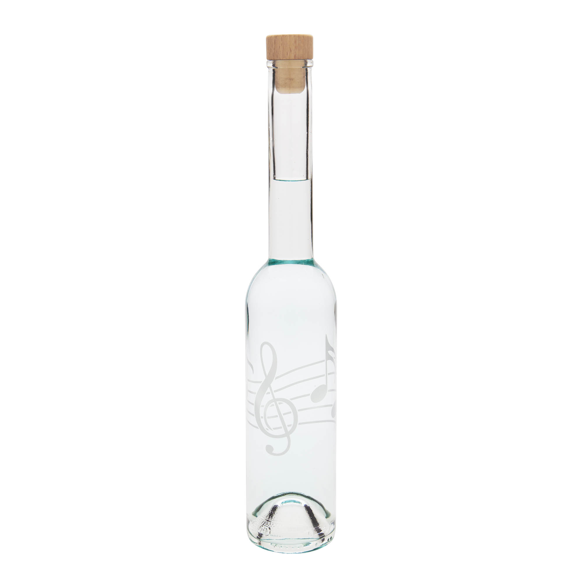 350 ml Glasflasche «Opera», Motiv: Musiknoten, Mündung: Kork