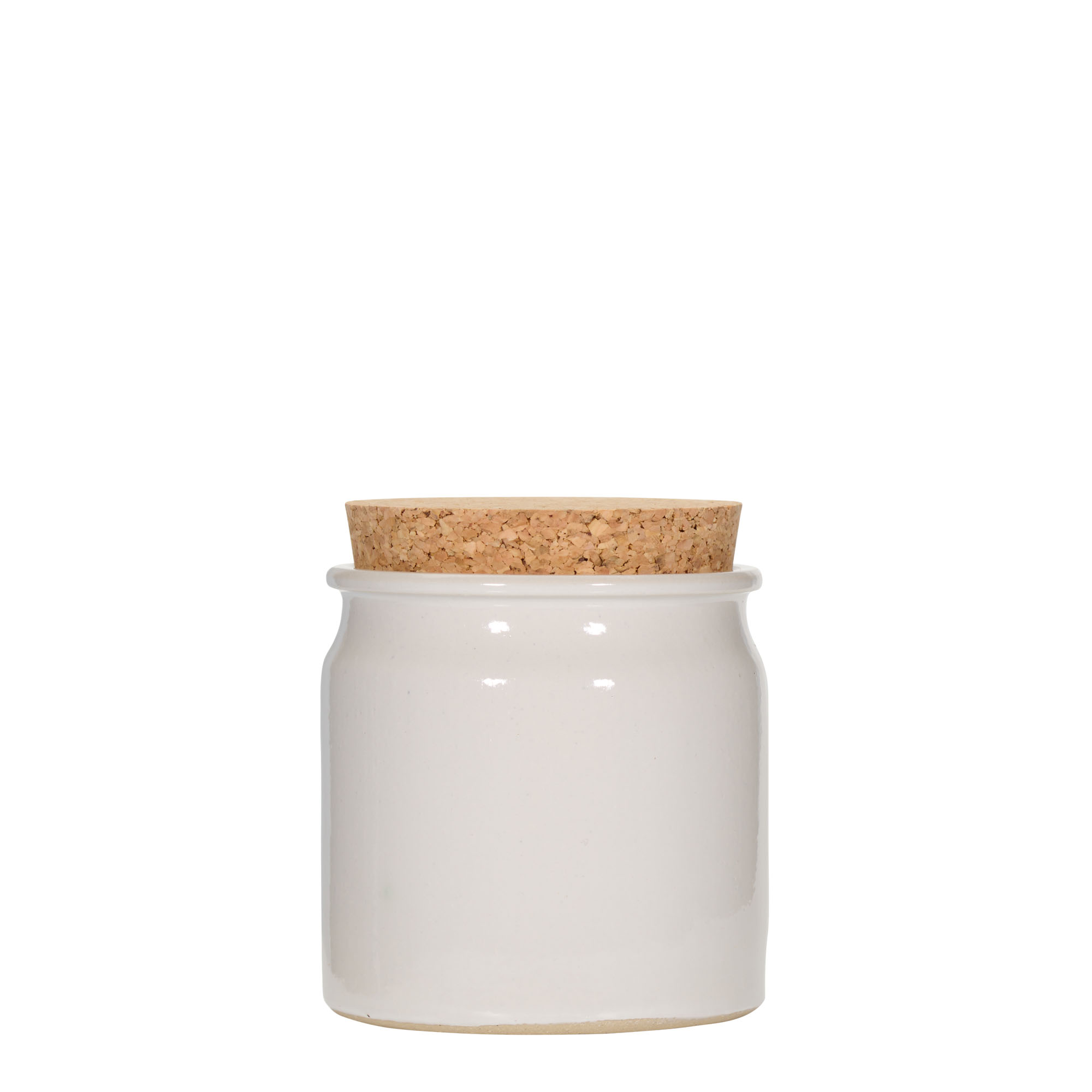 160 ml Steinzeugtopf, Keramik, weiss, Mündung: Kork