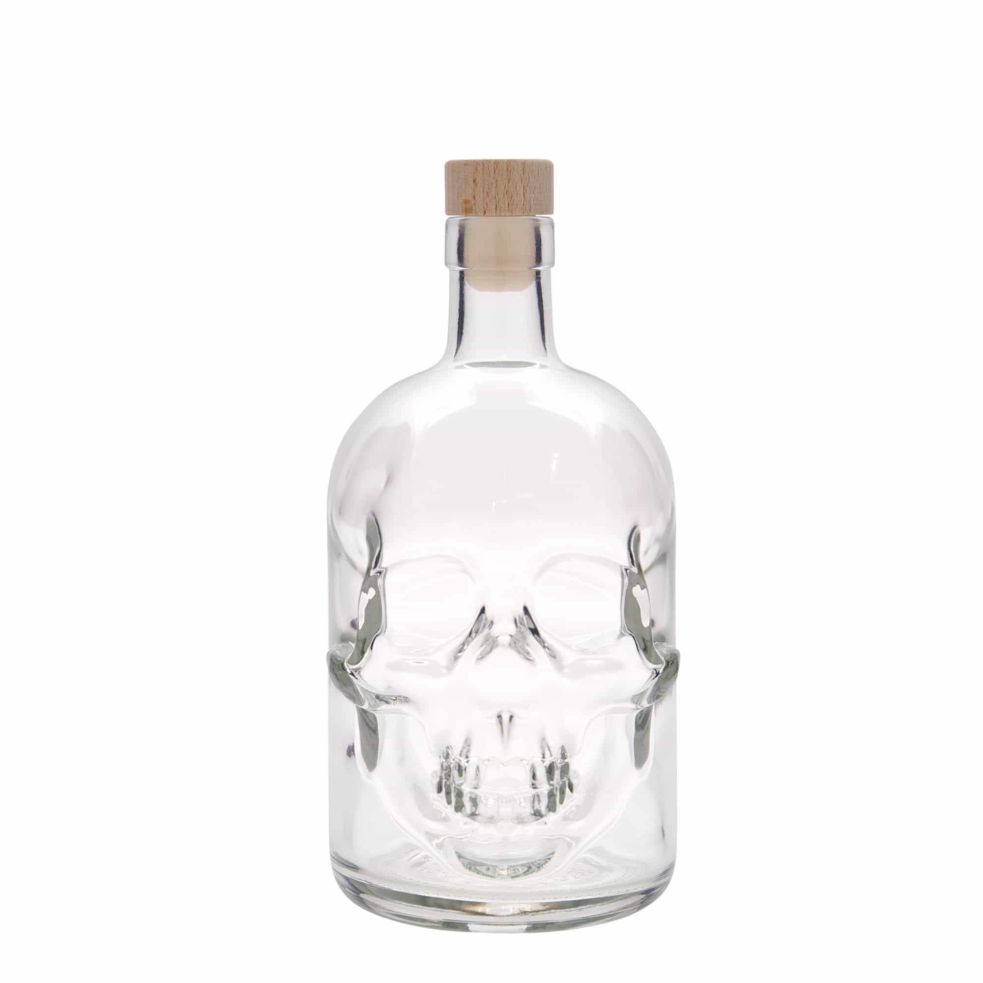 700 ml Glasflasche «Totenkopf», Mündung: Kork