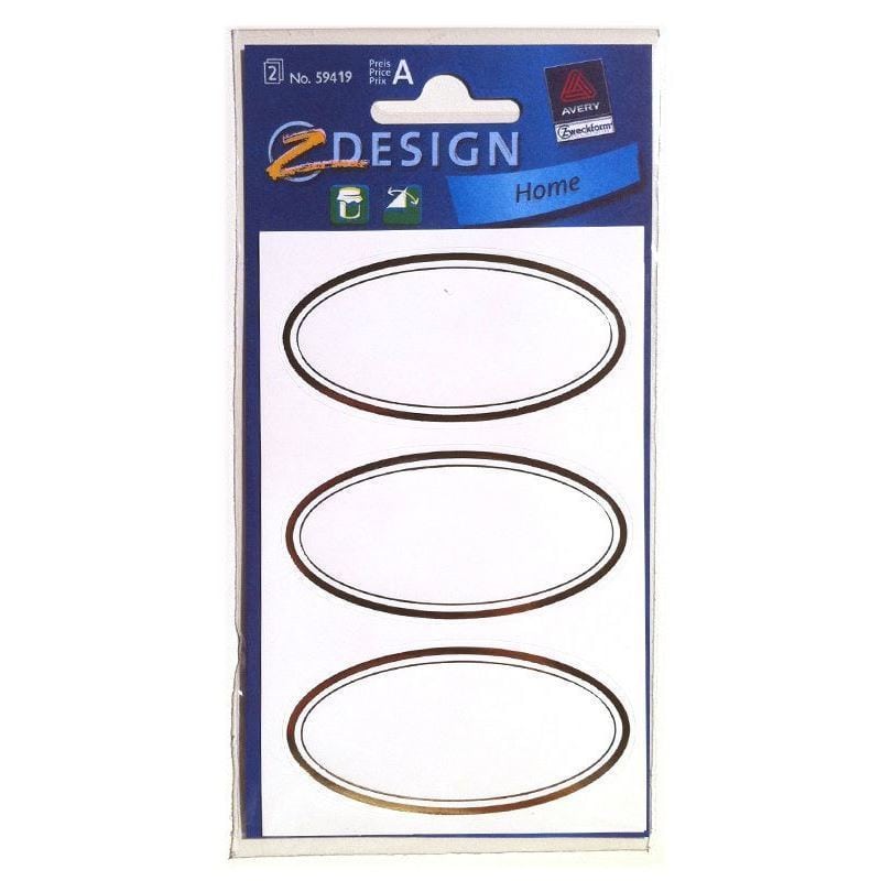 Zweckform Etiketten «Goldener Rahmen», oval, Papier, weiss-gold
