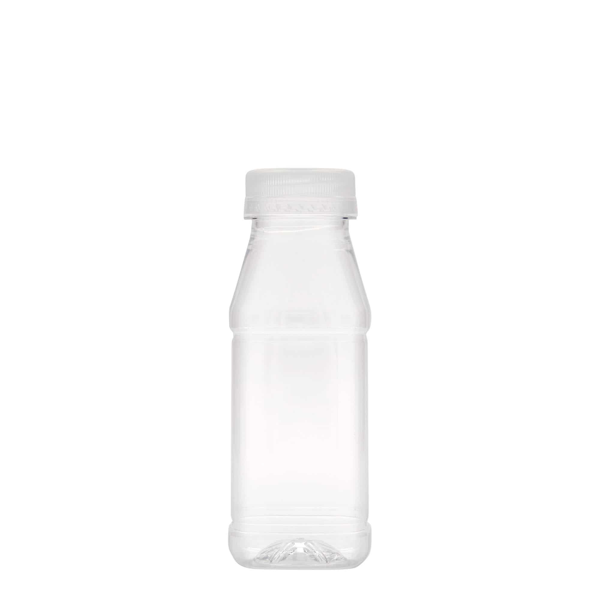 250 ml PET-Flasche 'Milk and Juice Carré', quadratisch, Kunststoff, Mündung: 38 mm