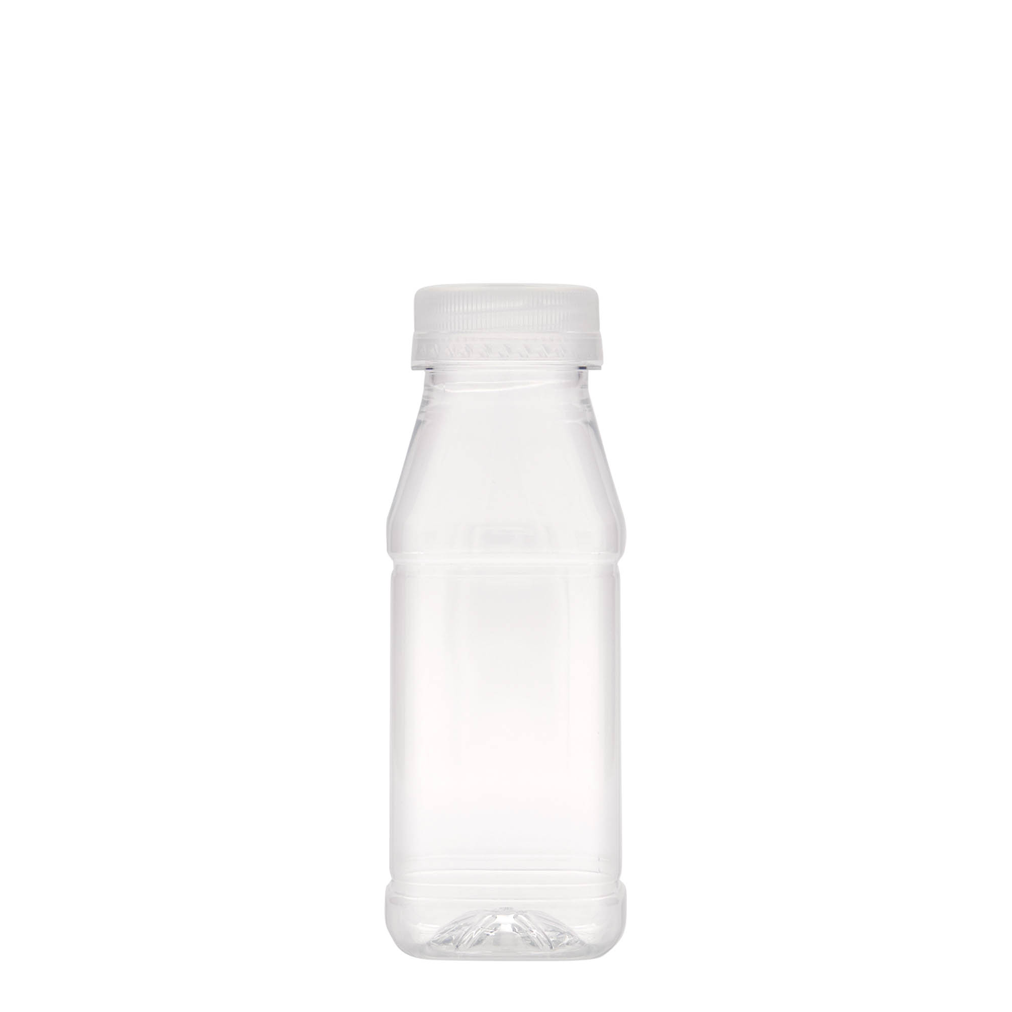 250 ml PET-Flasche «Milk and Juice Carré», quadratisch, Kunststoff, Mündung: 38 mm